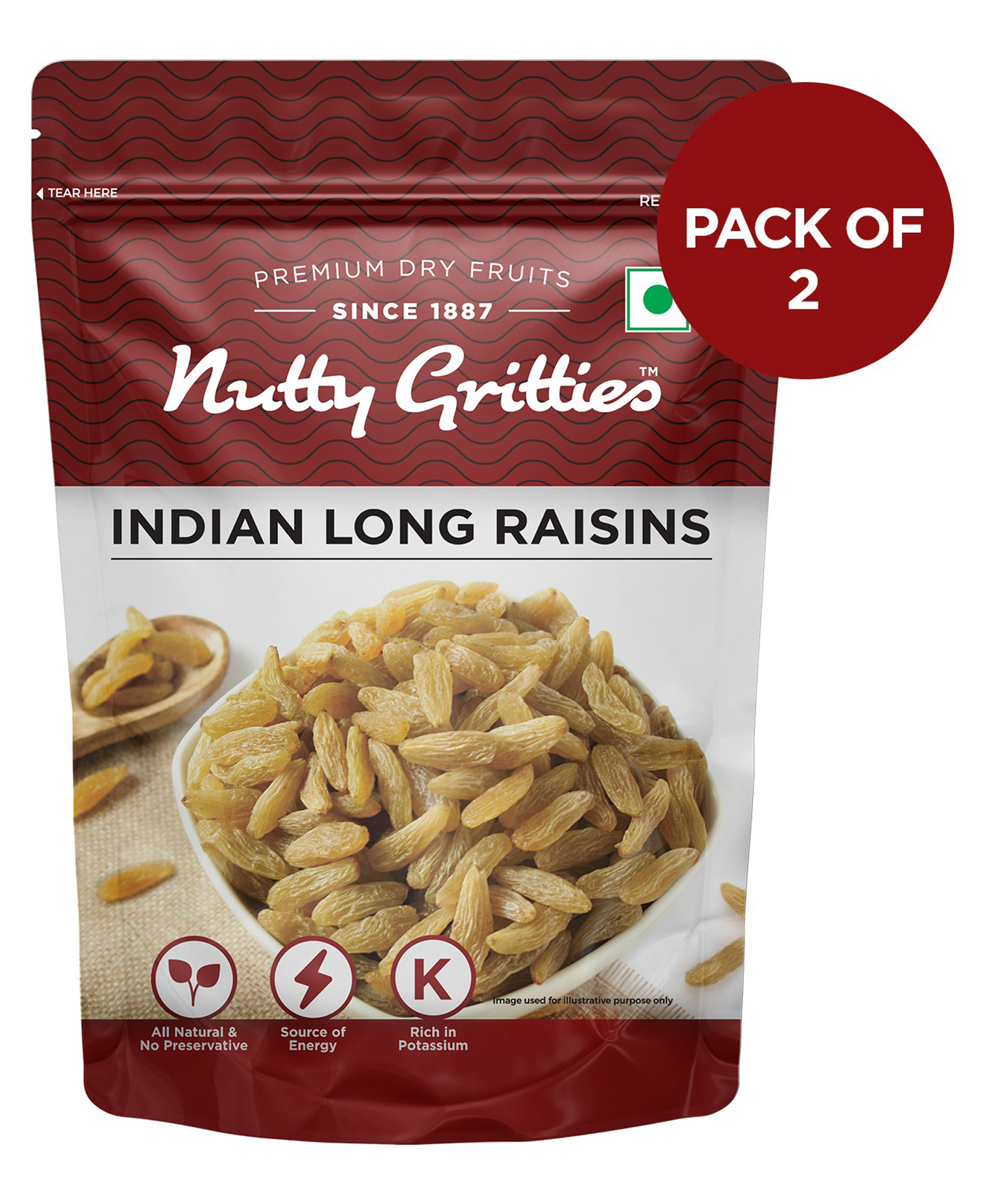 Nutty Gritties Long Seedless Premium Indian Green Raisins Pack of 2 - 200 gm-image-21