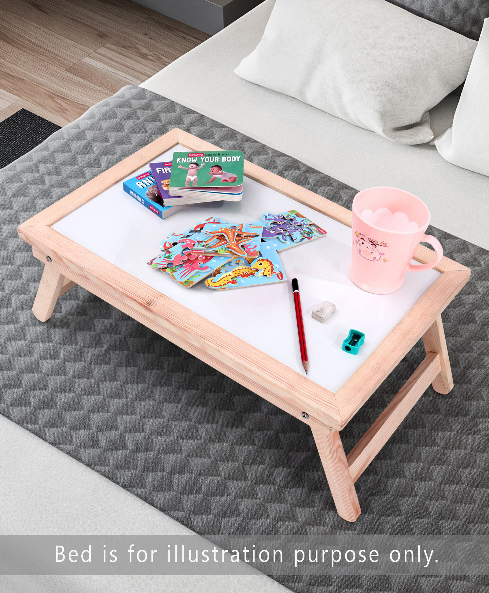 fab n funky Small Size Folding Laptop Table - White-picture-14