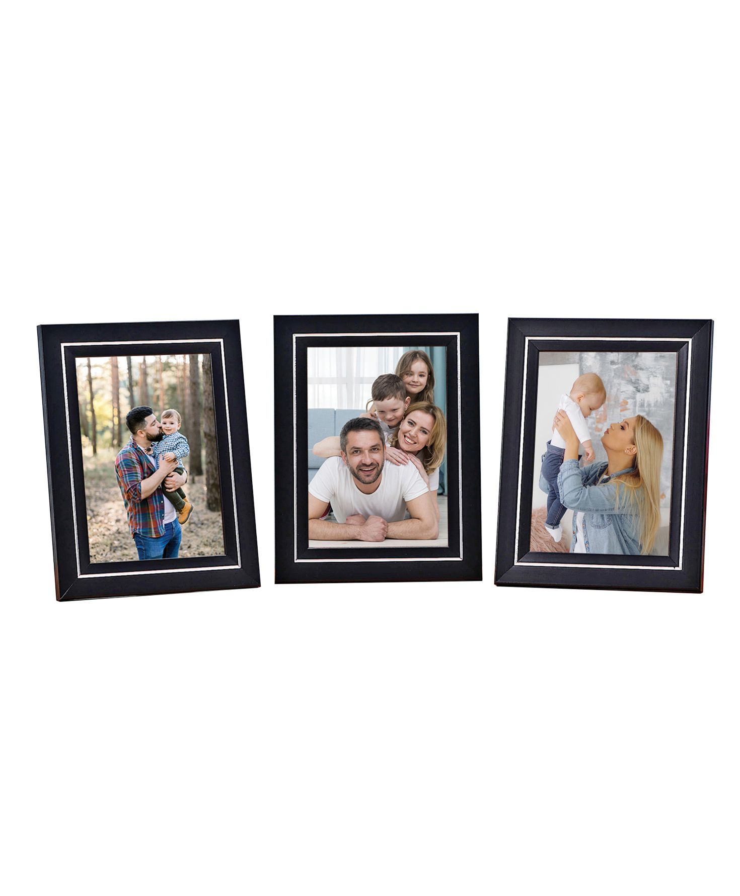 Table Top Photo Frame Set Of 3 - Black & Silver-image-40