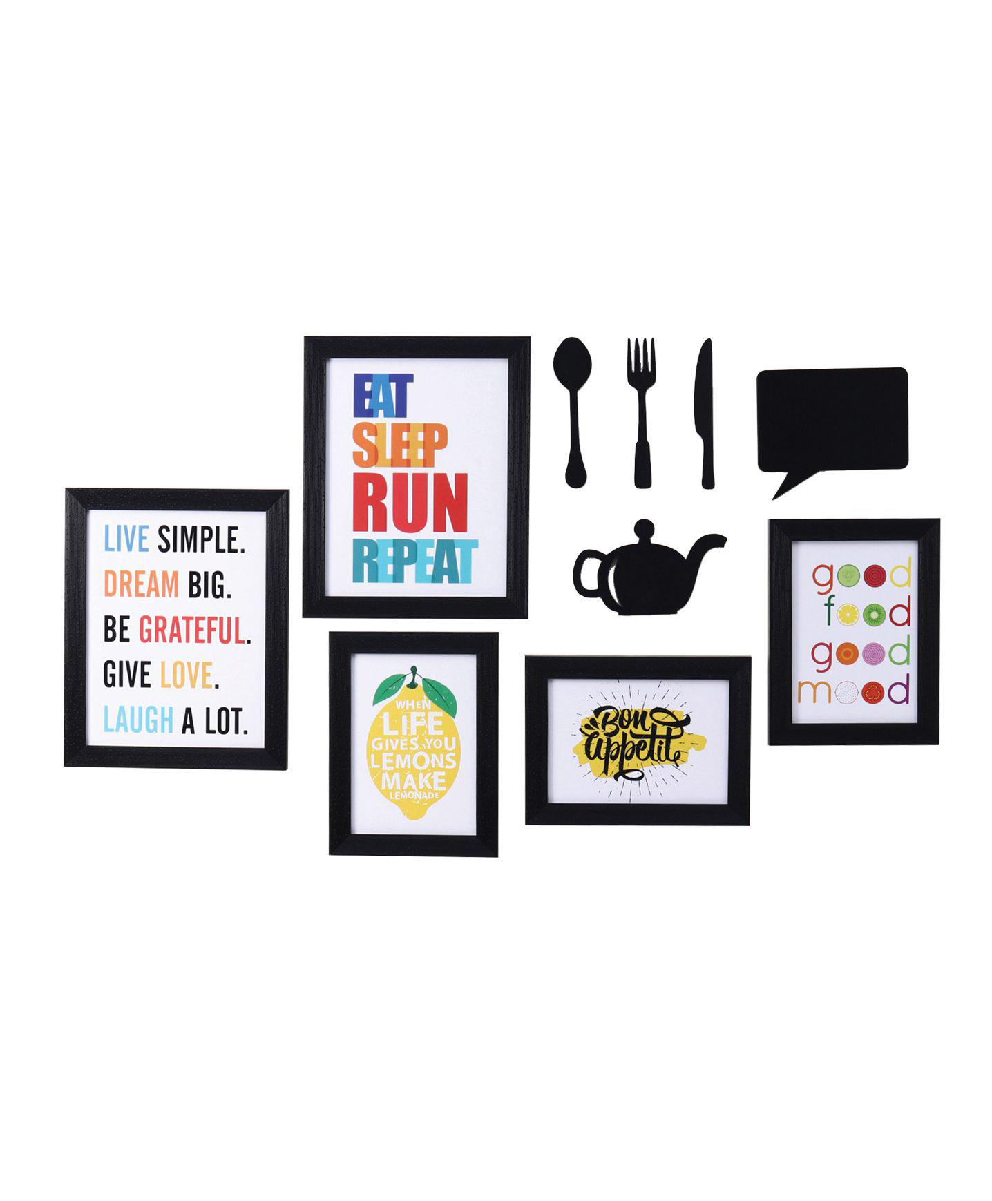 Decorative Wall Poster with Frame, Set of 5 - Black-image-19