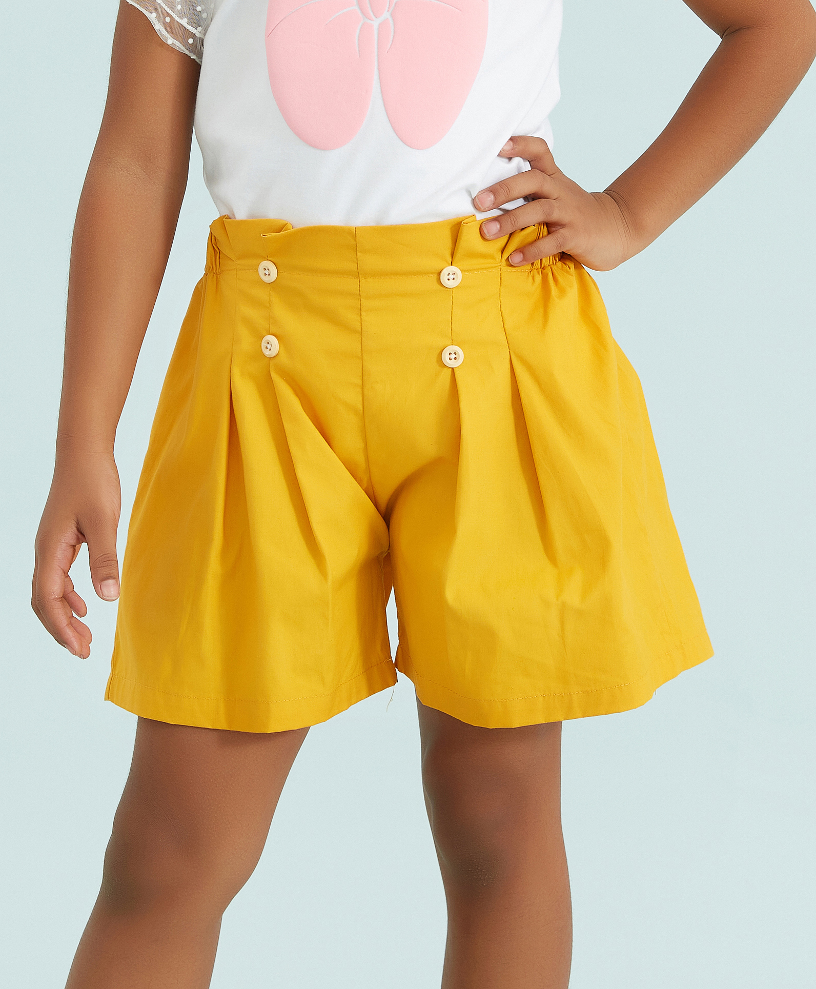 Kookie Kids Solid Colour Shorts - Yellow-image-20
