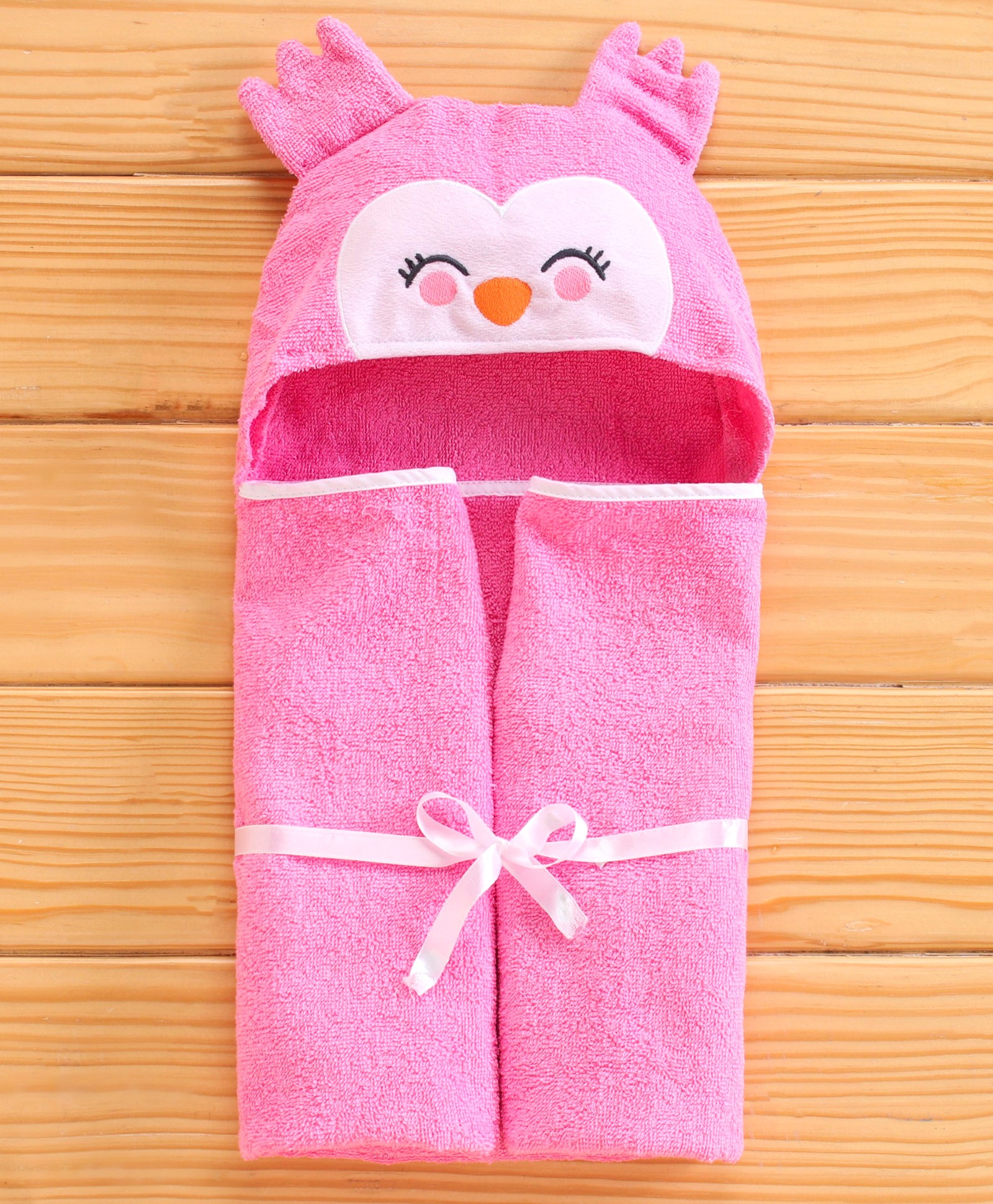 Babyhug Cotton Hooded Towel with 3D Ears - Pink-image-30