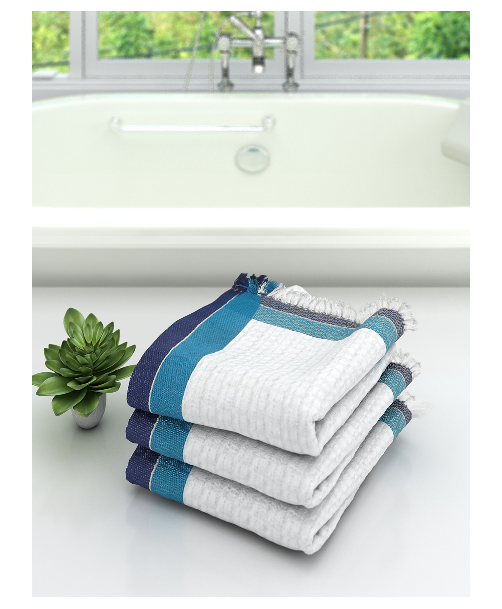 Athom Living 100% Premium Cotton Bath Towel Pack Of 3 - White-picture-38