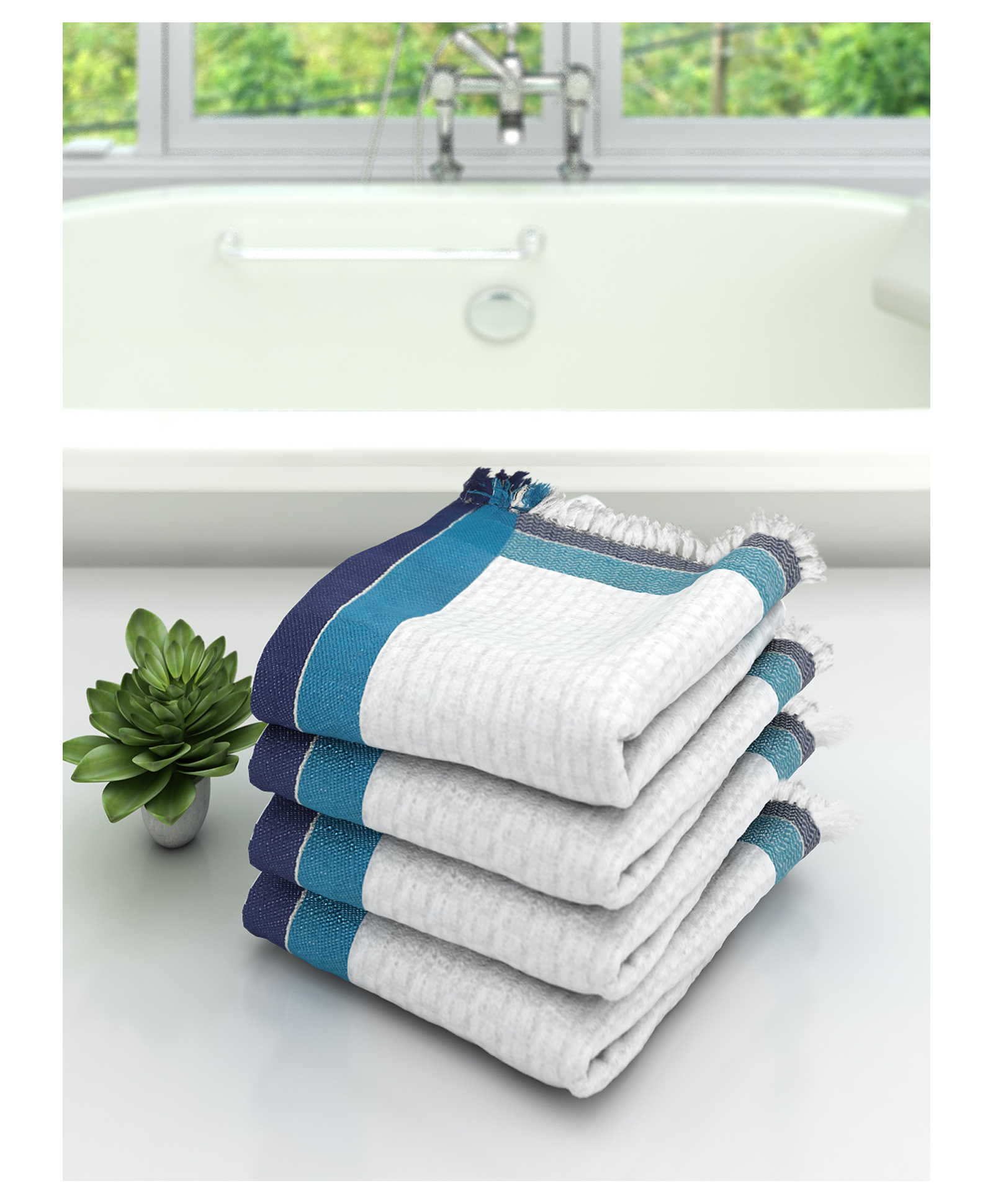 Athom Living 100% Premium Cotton Bath Towel Pack Of 4 - White-picture-26