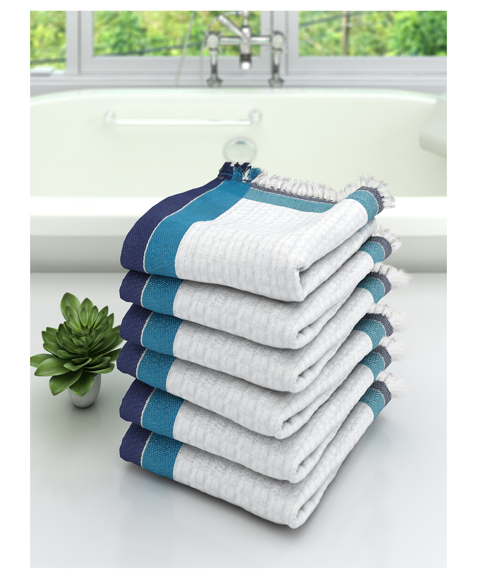 Athom Living 100% Premium Cotton Bath Towel Pack Of 6 - White-picture-22