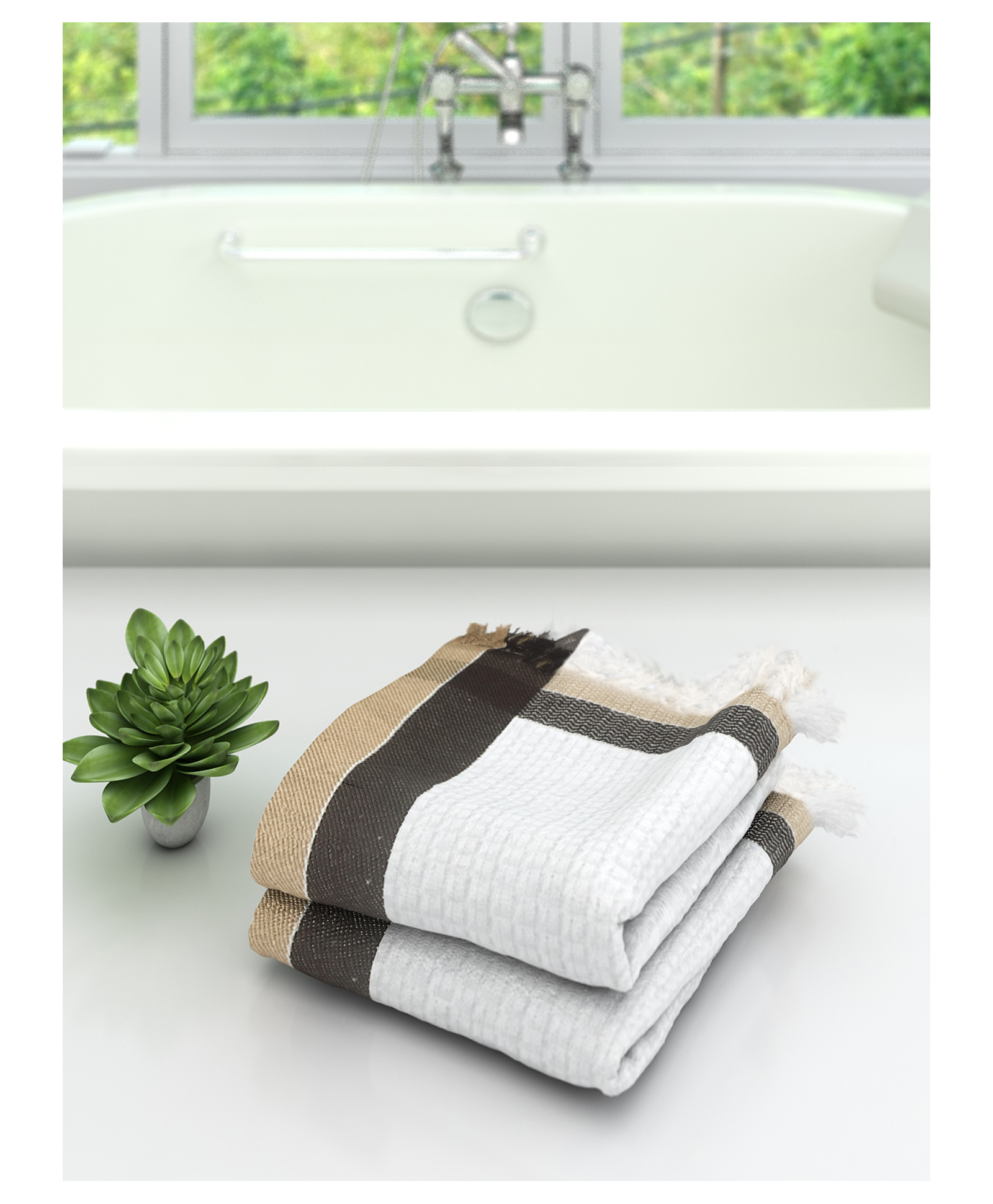 Athom Living 100% Premium Cotton Bath Towel Pack Of 2 - White-picture-29