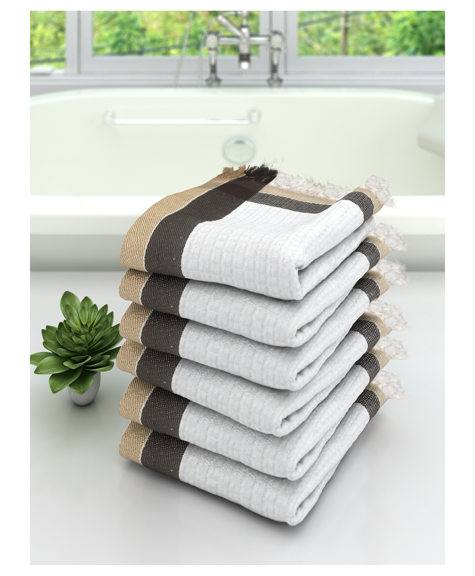 Athom Living 100% Premium Cotton Bath Towel Pack Of 6 - White-picture-39