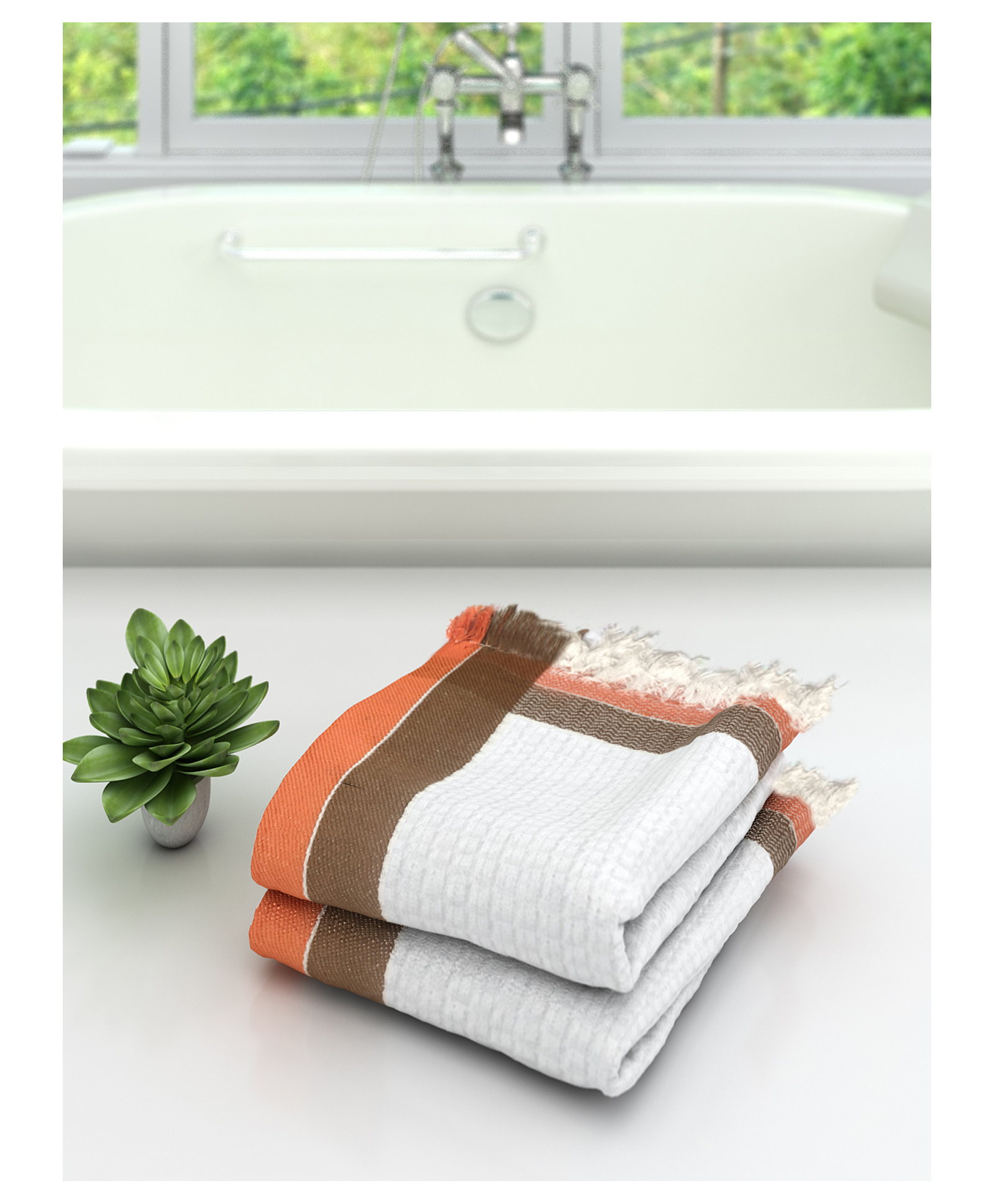 Athom Living 100% Premium Cotton Bath Towel Pack Of 2- White-picture-36