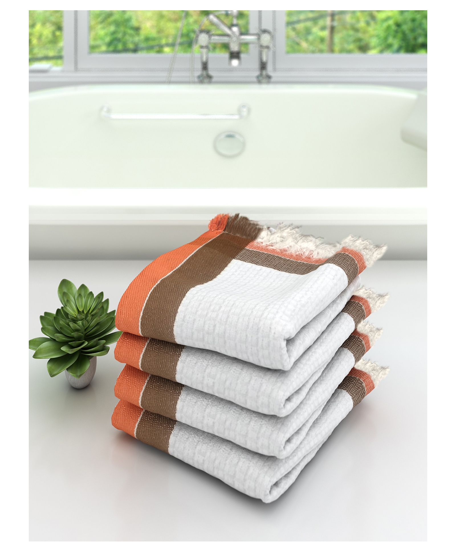 Athom Living 100% Premium Cotton Bath Towel Pack Of 4- White-picture-18