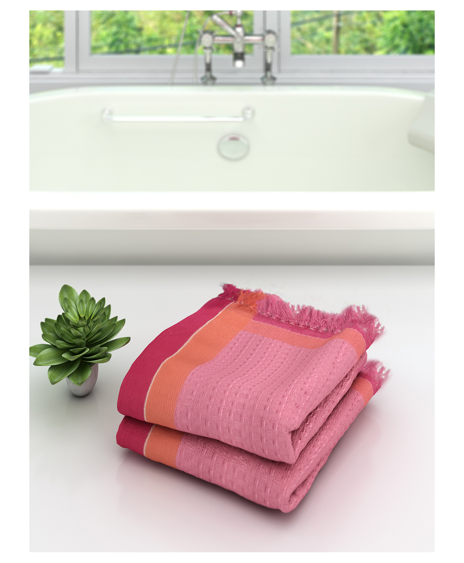 Athom Living 100% Premium Cotton Bath Towel Pack Of 2 - Pink-picture-36