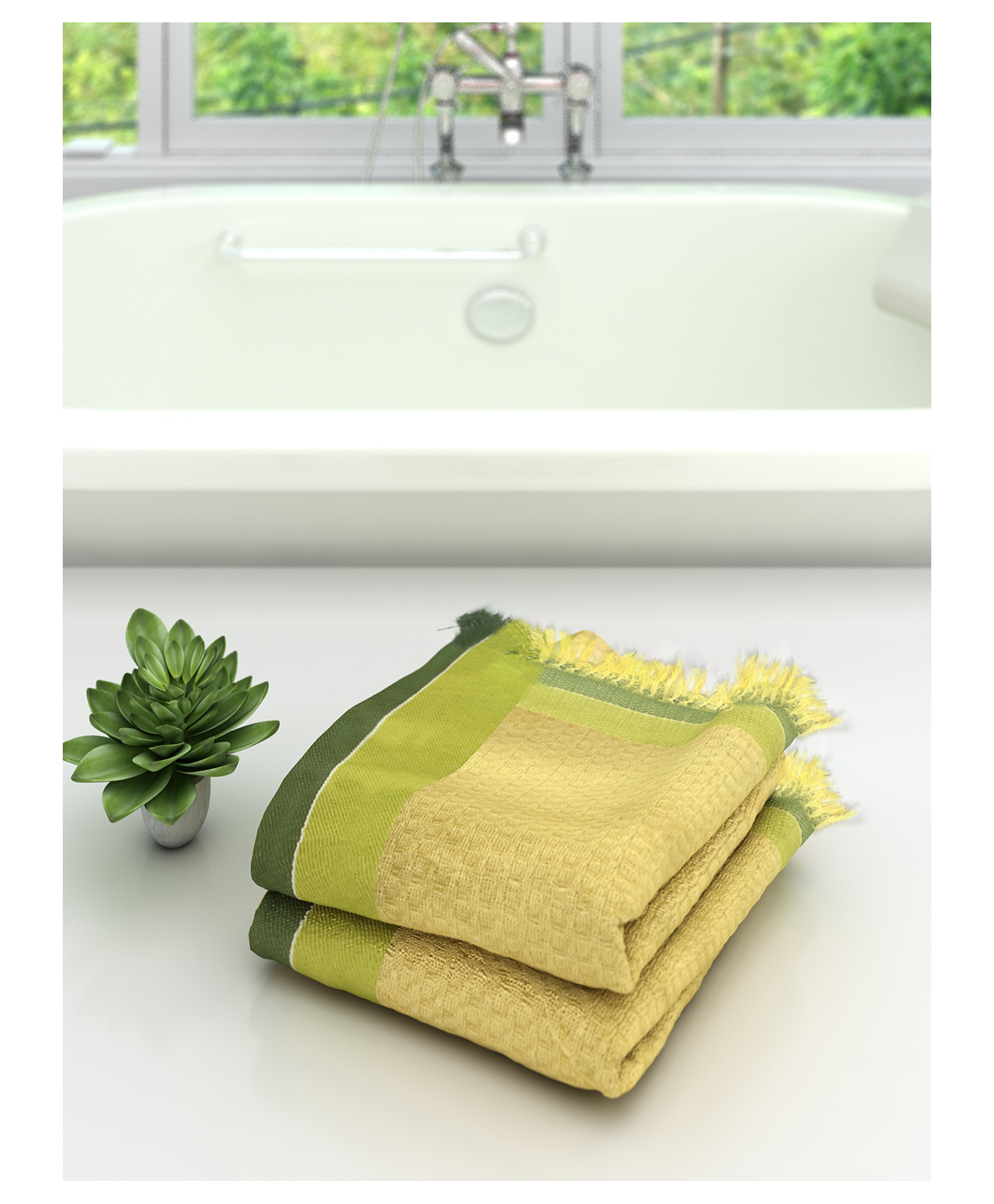 Athom Living 100% Premium Cotton Bath Towel Pack Of 2 - Yellow-image-24