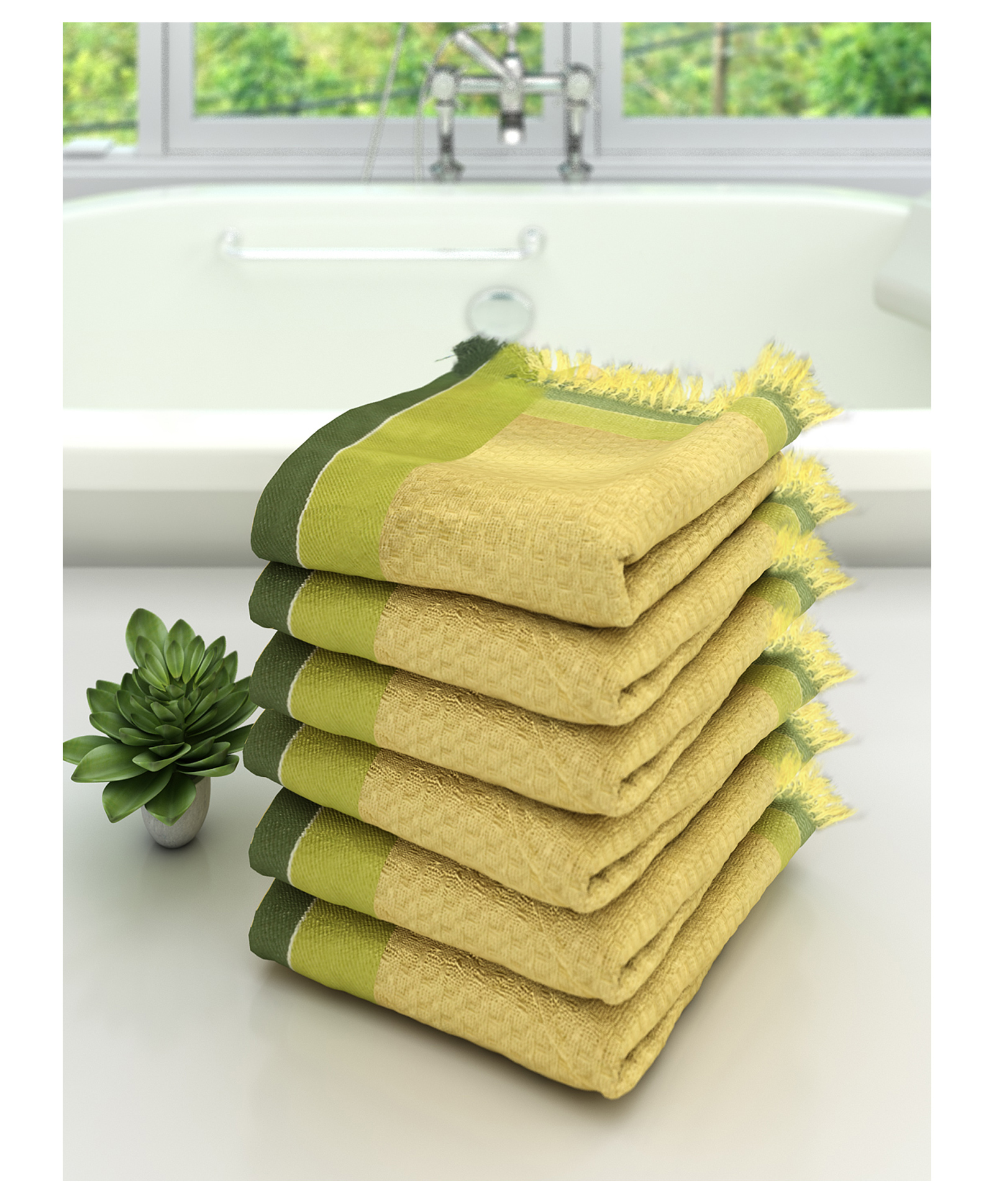 Athom Living 100% Premium Cotton Bath Towel Pack Of 6 - Yellow-picture-32