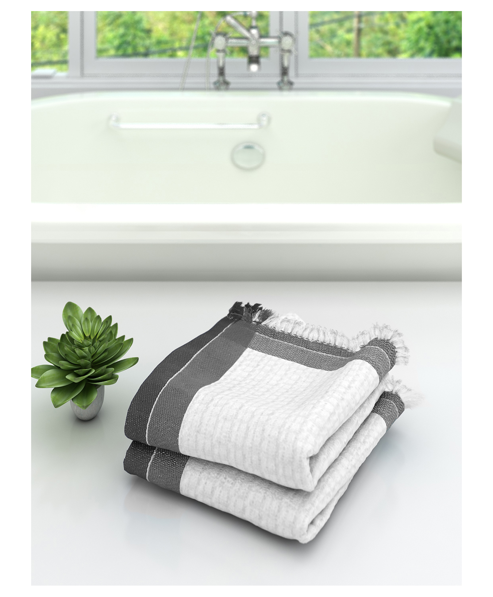 Athom Living 100% Premium Cotton Bath Towel Pack Of 2 - White-picture-48