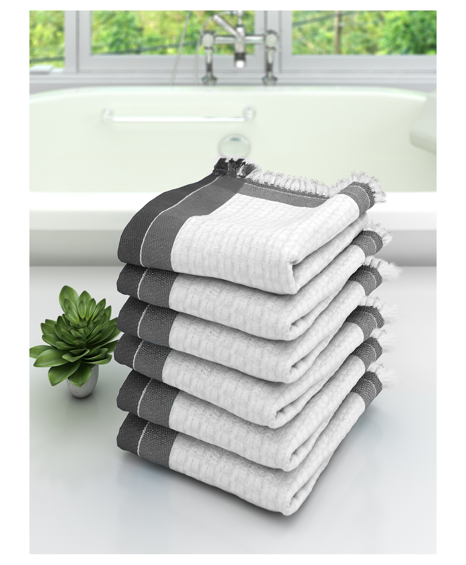 Athom Living 100% Premium Cotton Bath Towel Pack Of 6 - White-picture-31