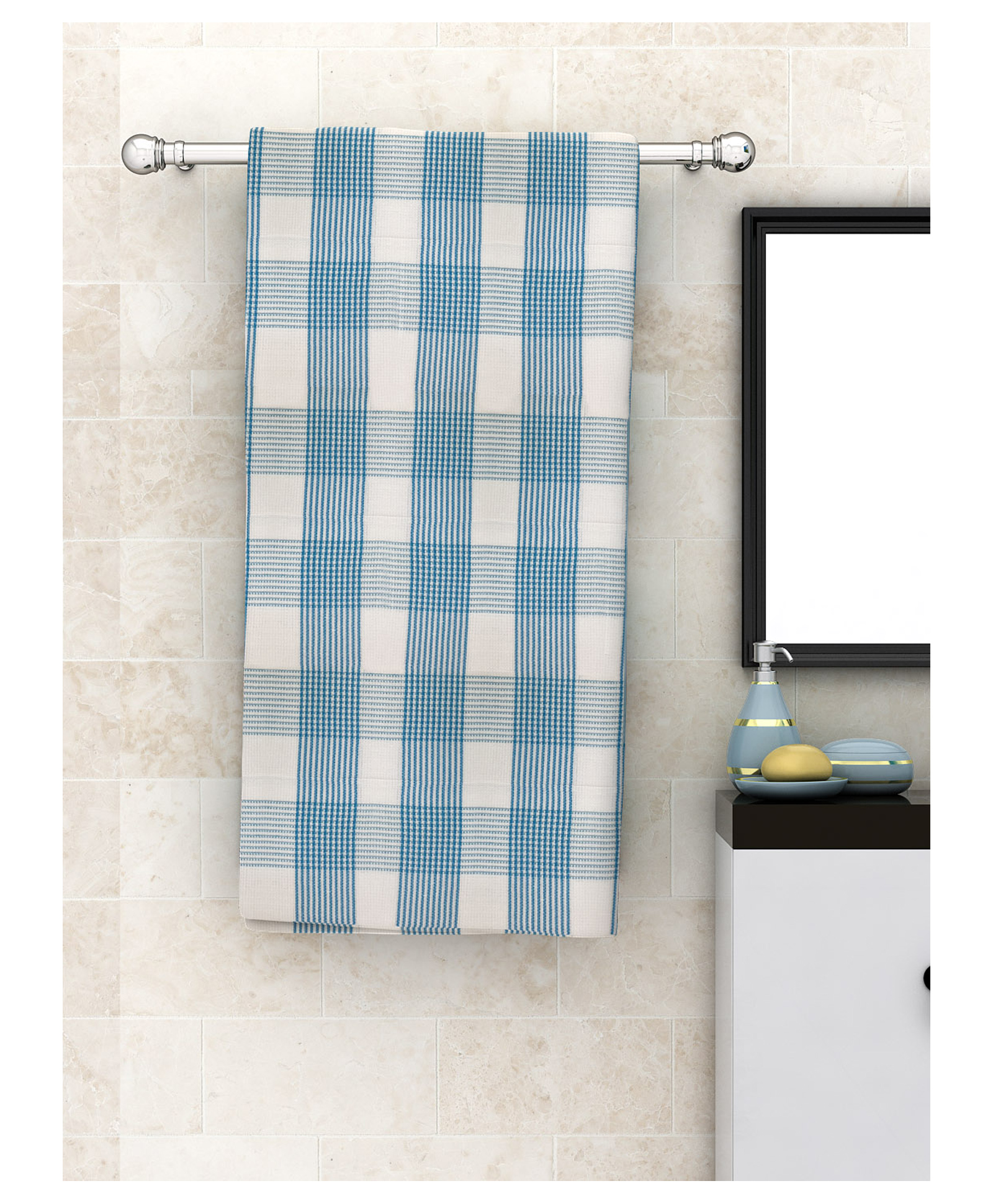 Athom Living 100% Cotton Bath Towel Pin Stripes Print - Blue-picture-17