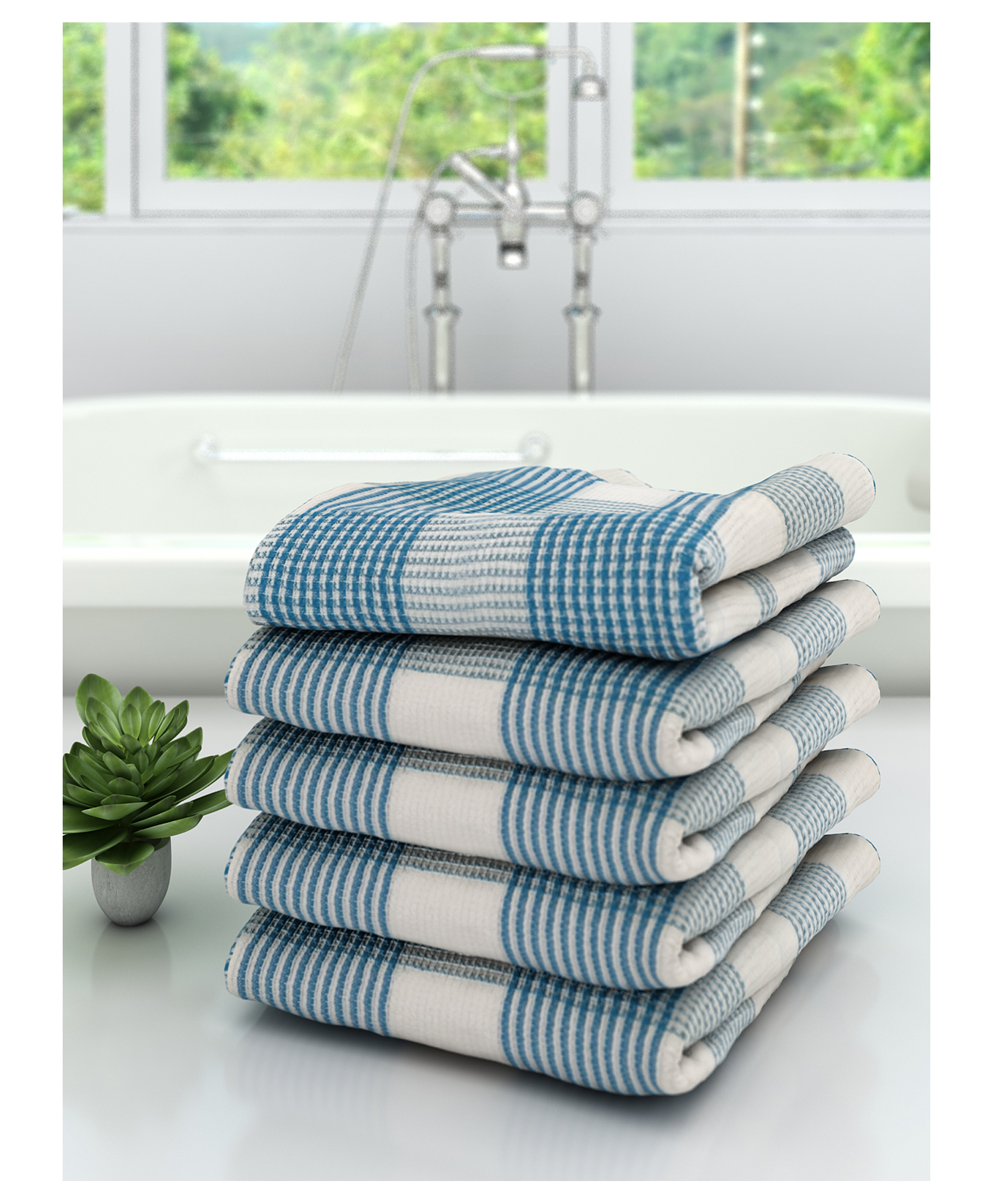 blue print bath towels