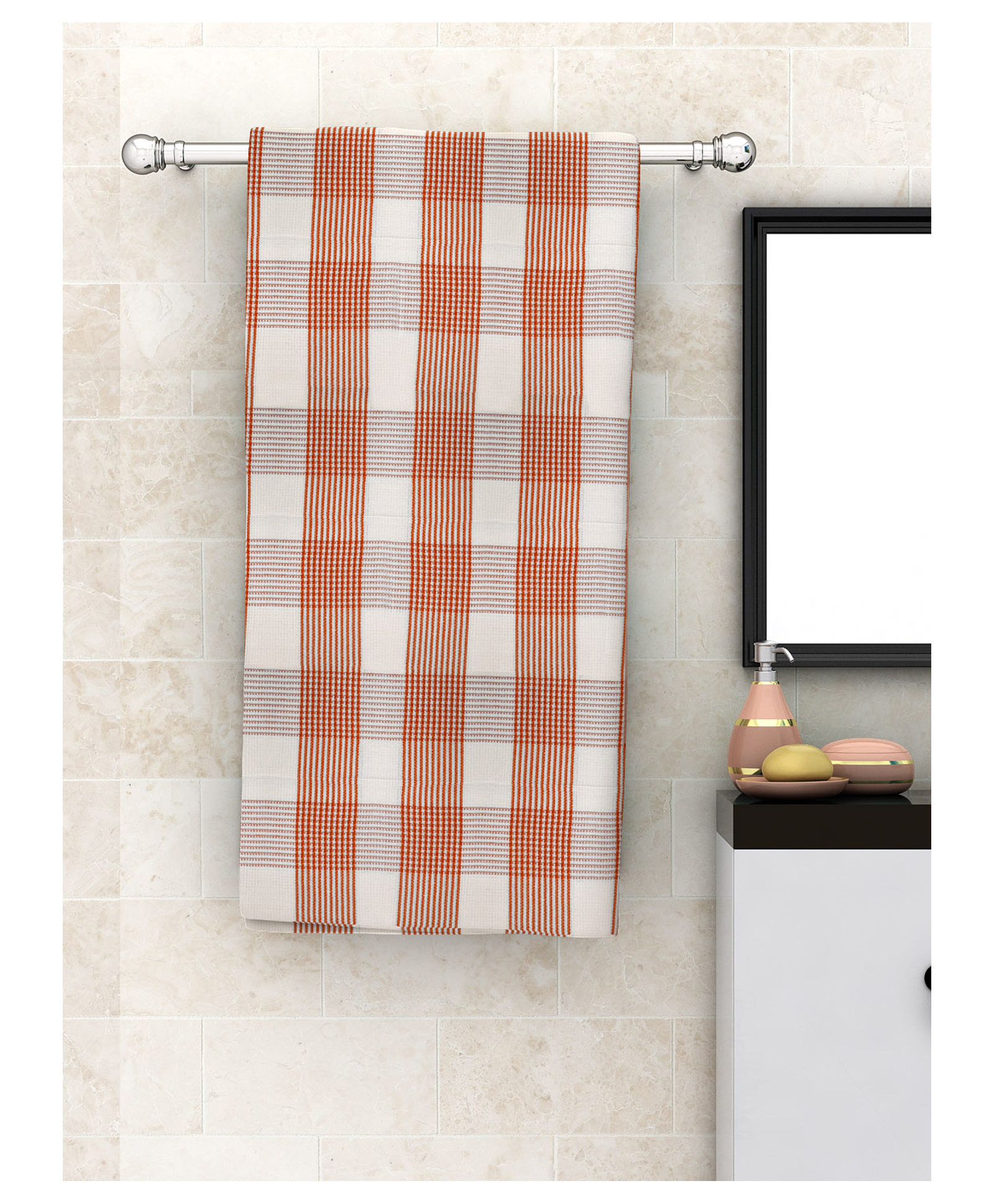 Athom Living 100% Cotton Bath Towel Pin Stripes Print - Red-picture-25