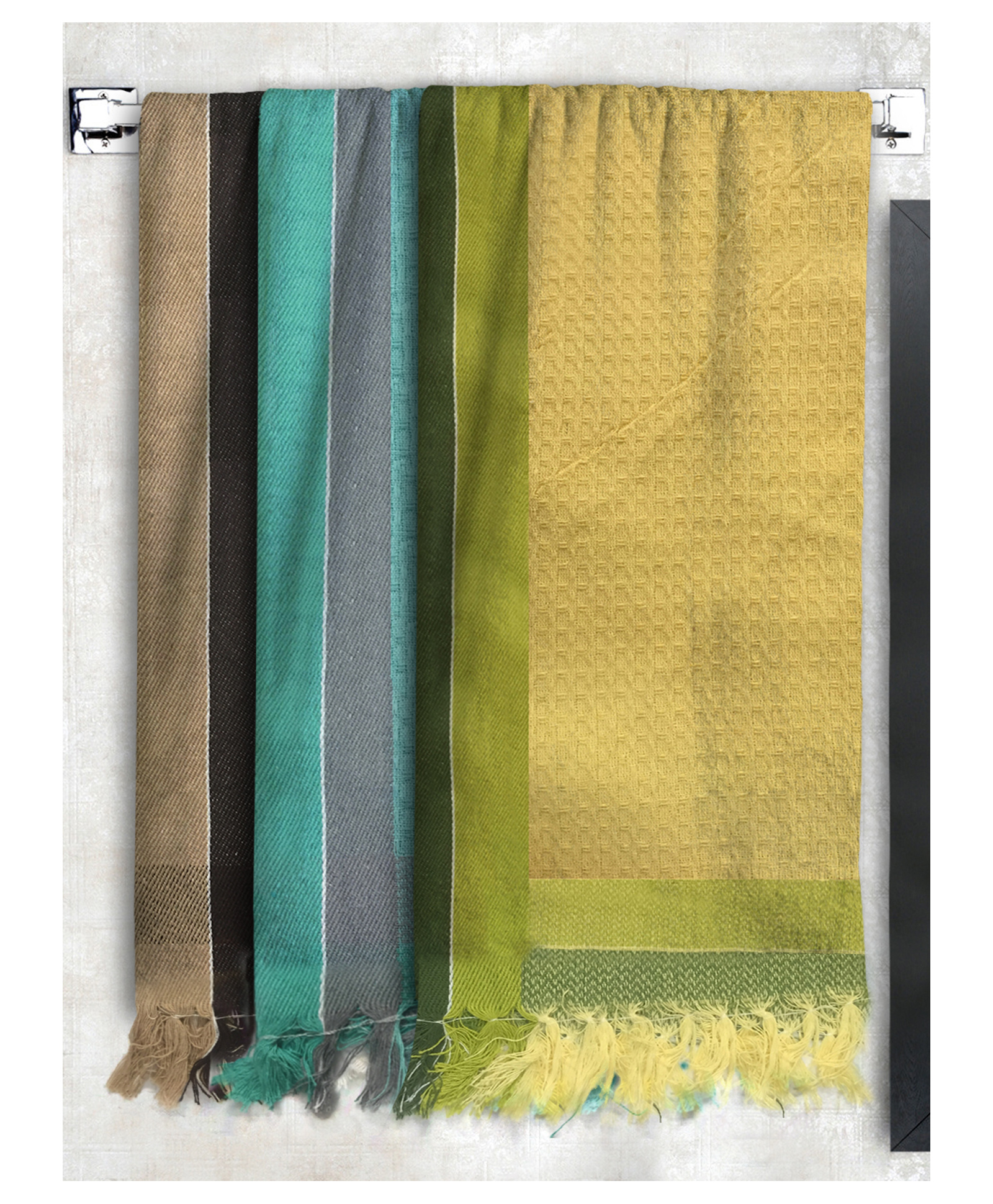 Athom Living 100% Premium Cotton Bath Towel Waffle Border Pack Of 3 - Multicolor-picture-14