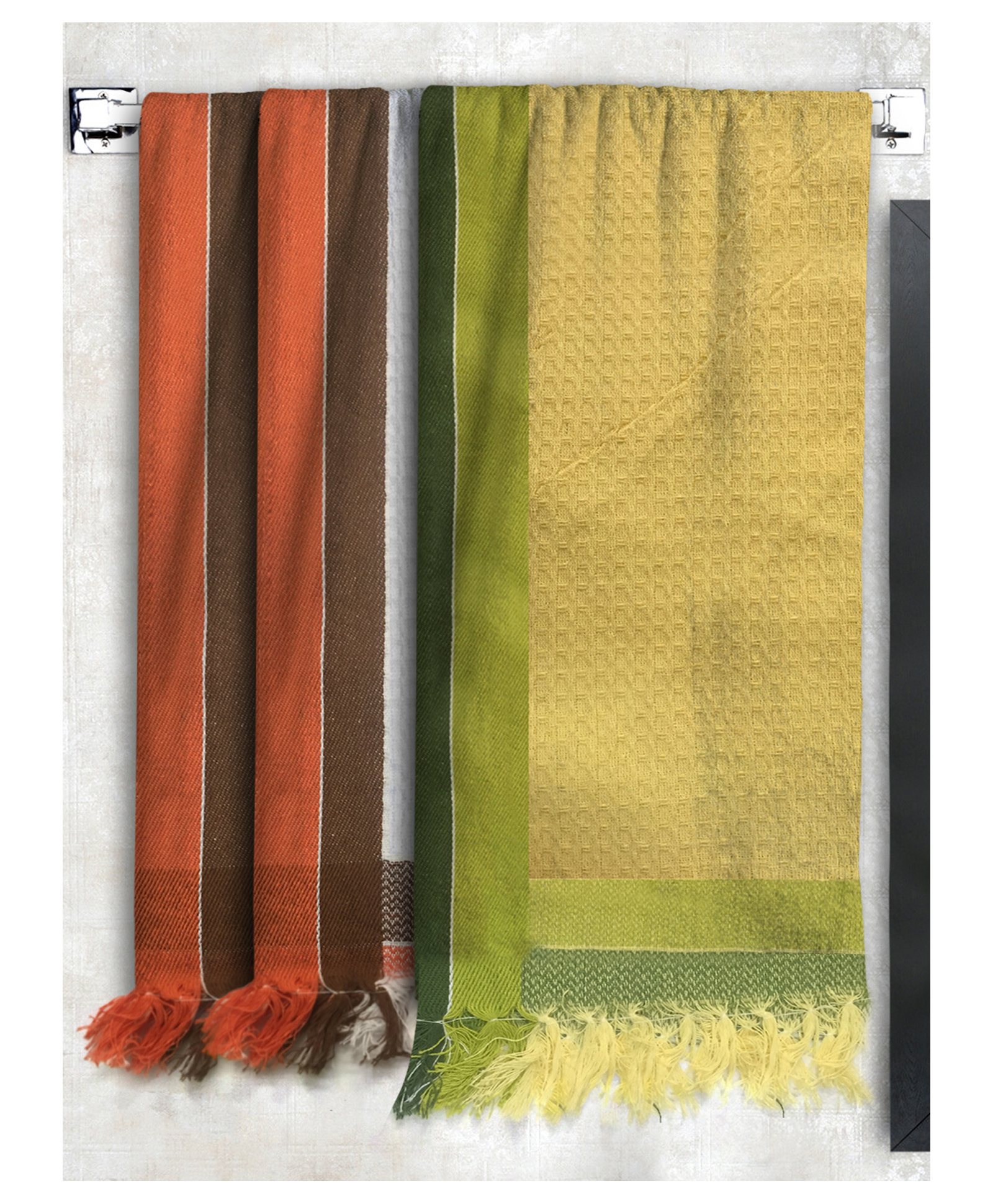 Athom Living 100% Premium Cotton Bath Towel Waffle Border Pack Of 3 - Multicolor-picture-37