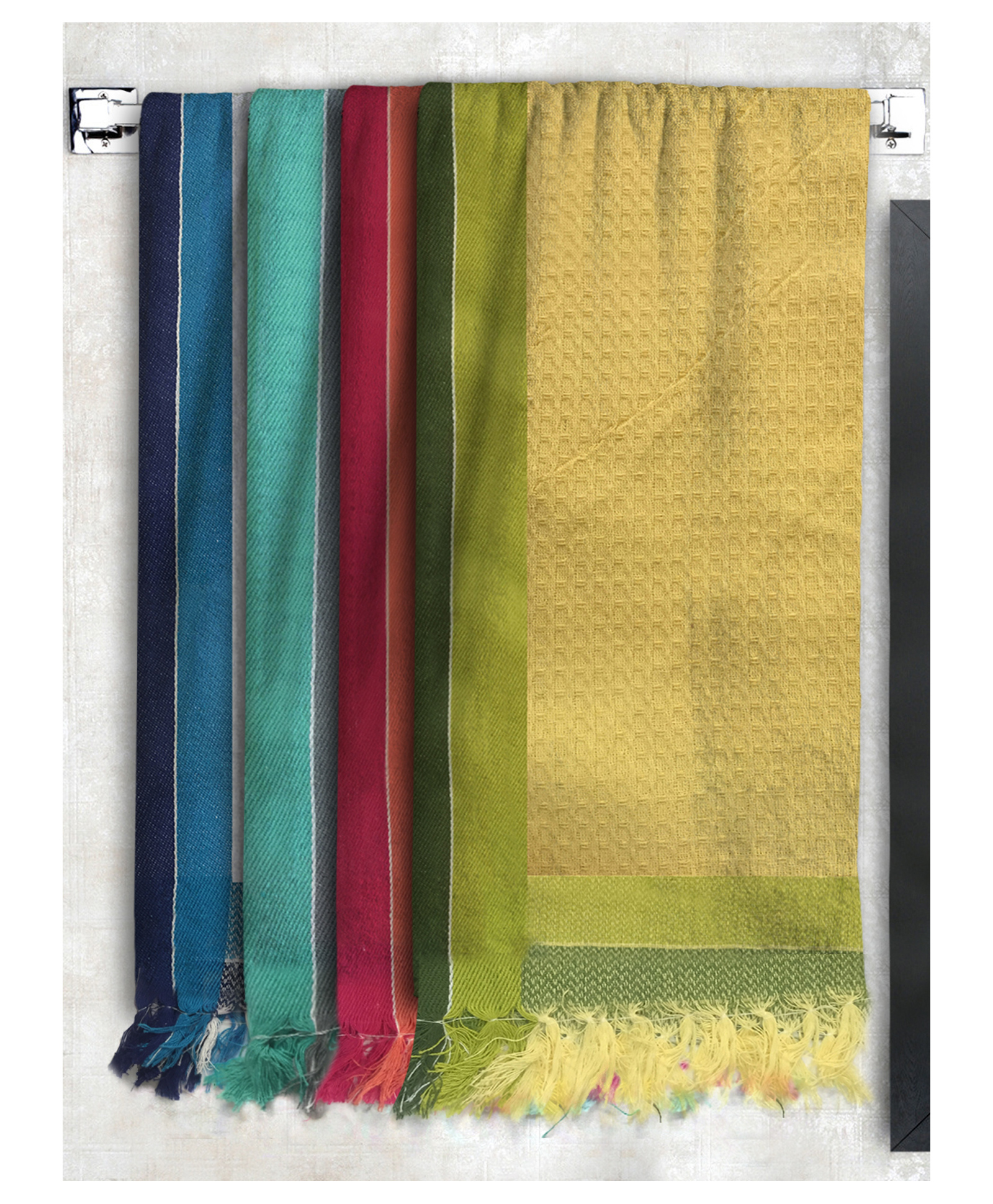Athom Living 100% Premium Cotton Bath Towel Waffle Border Pack Of 4 - Multicolor-picture-23