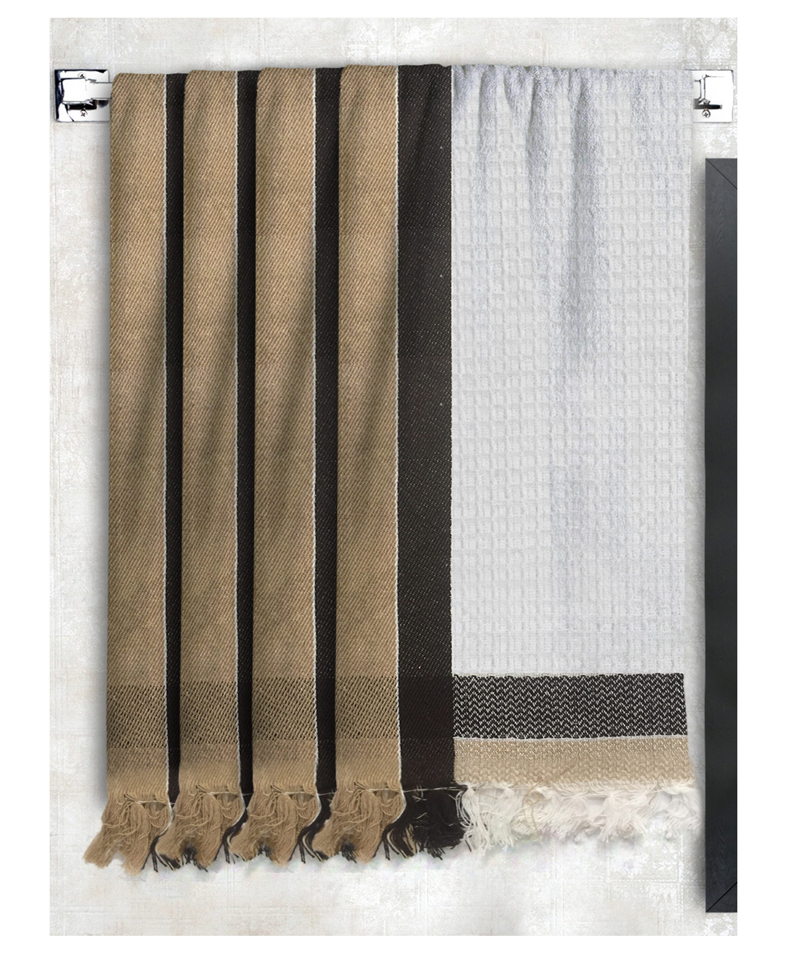 Athom Living 100% Premium Cotton Waffle Border Bath Towels Pack Of 4 - Multicolor-picture-18