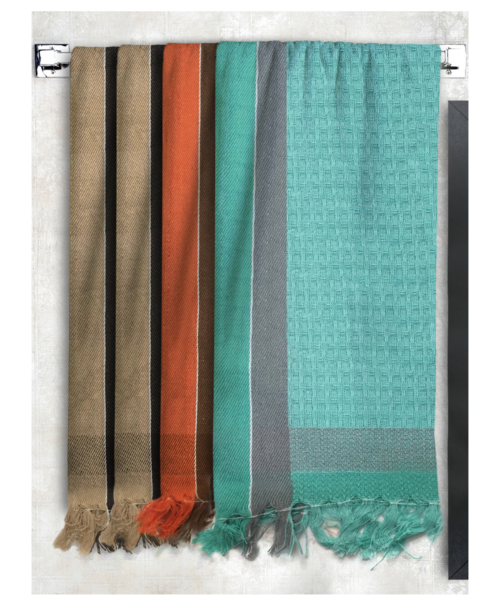 Athom Living 100% Premium Cotton Waffle Border Bath Towels Pack Of 4 - Multicolor-picture-7