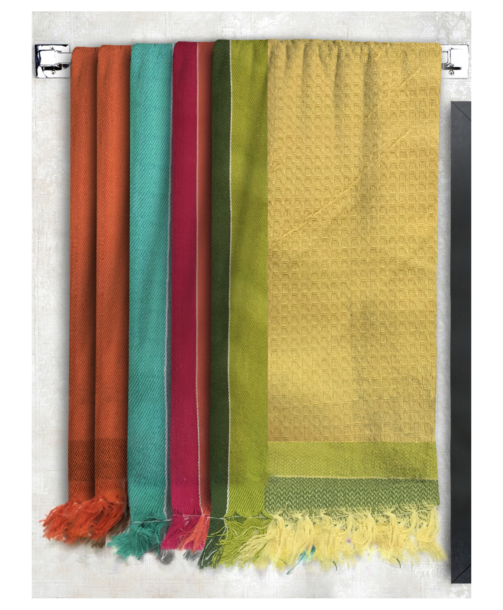 Athom Living 100% Cotton Bath Towel Waffle Border Pack Of 5 - Multicolour-picture-42