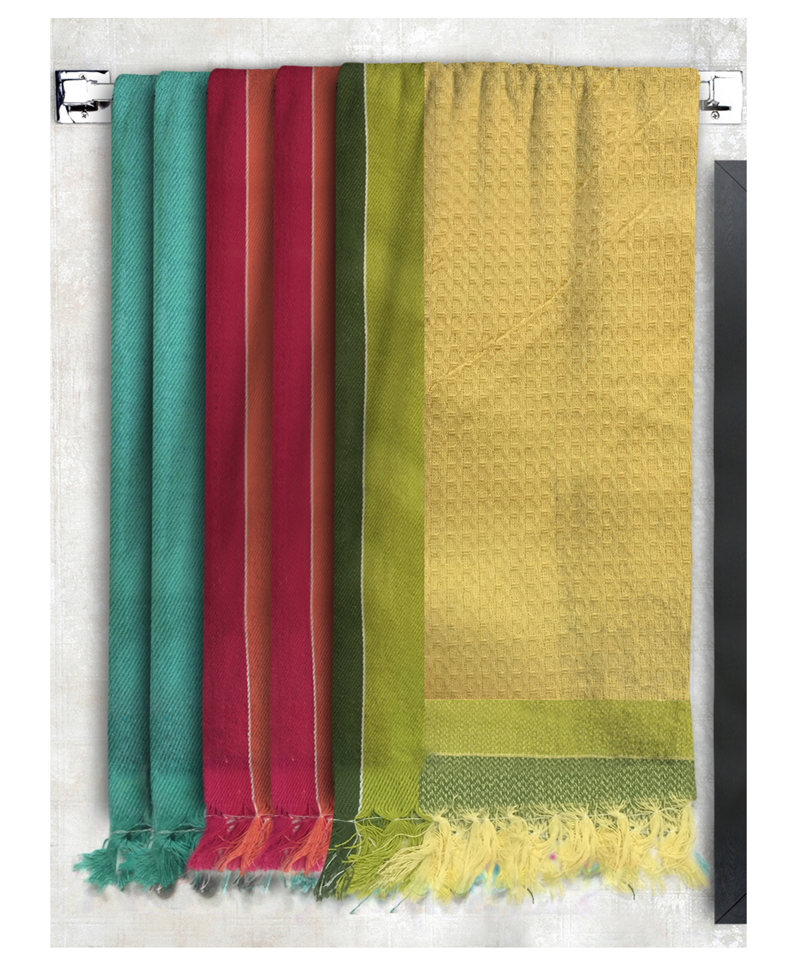 Athom Living 100% Cotton Bath Towel Waffle Border Pack Of 5 - Multicolour-picture-10