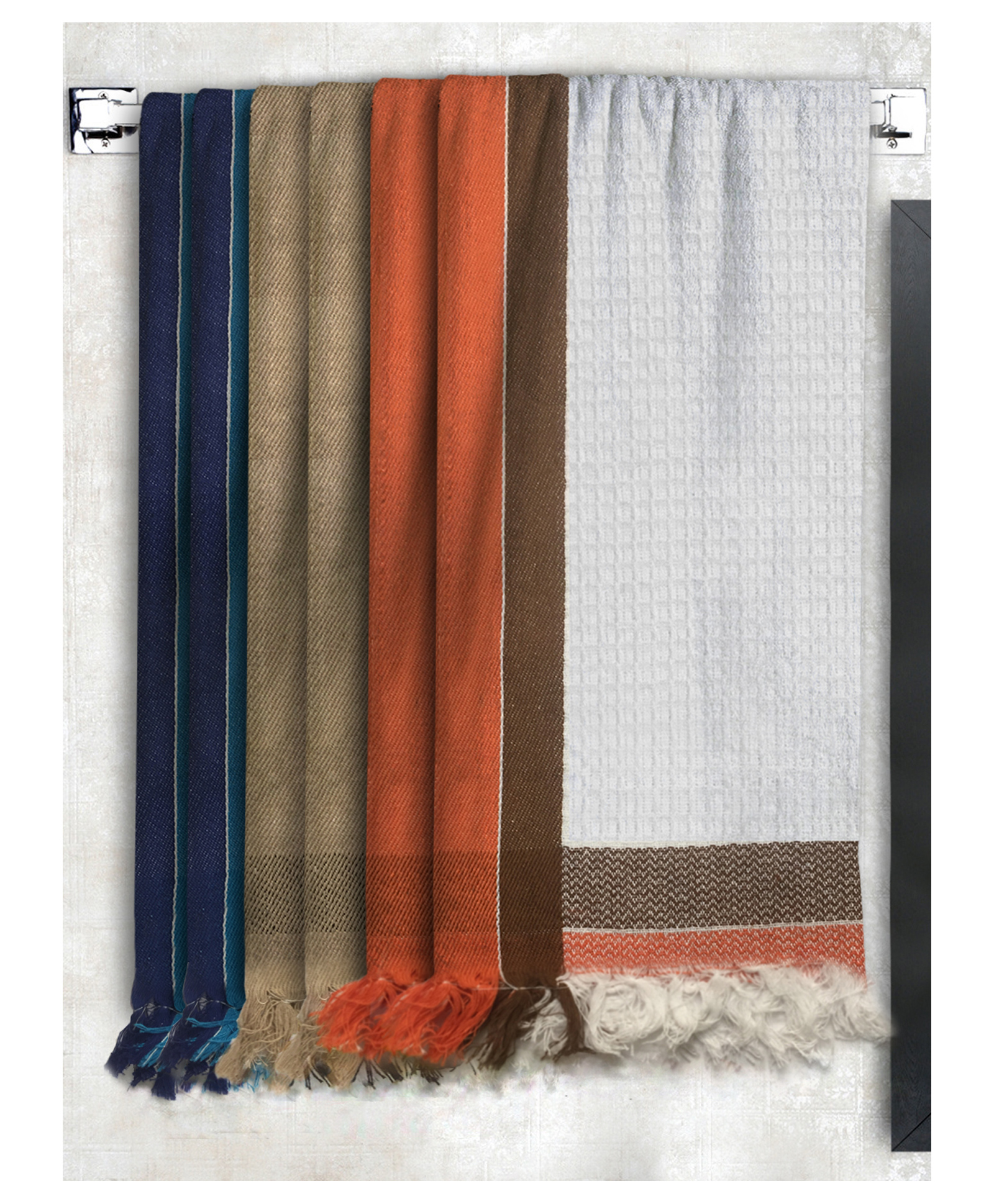 Athom Living 100% Cotton Bath Towel Waffle Border Pack Of 6 - Multicolour-image-45