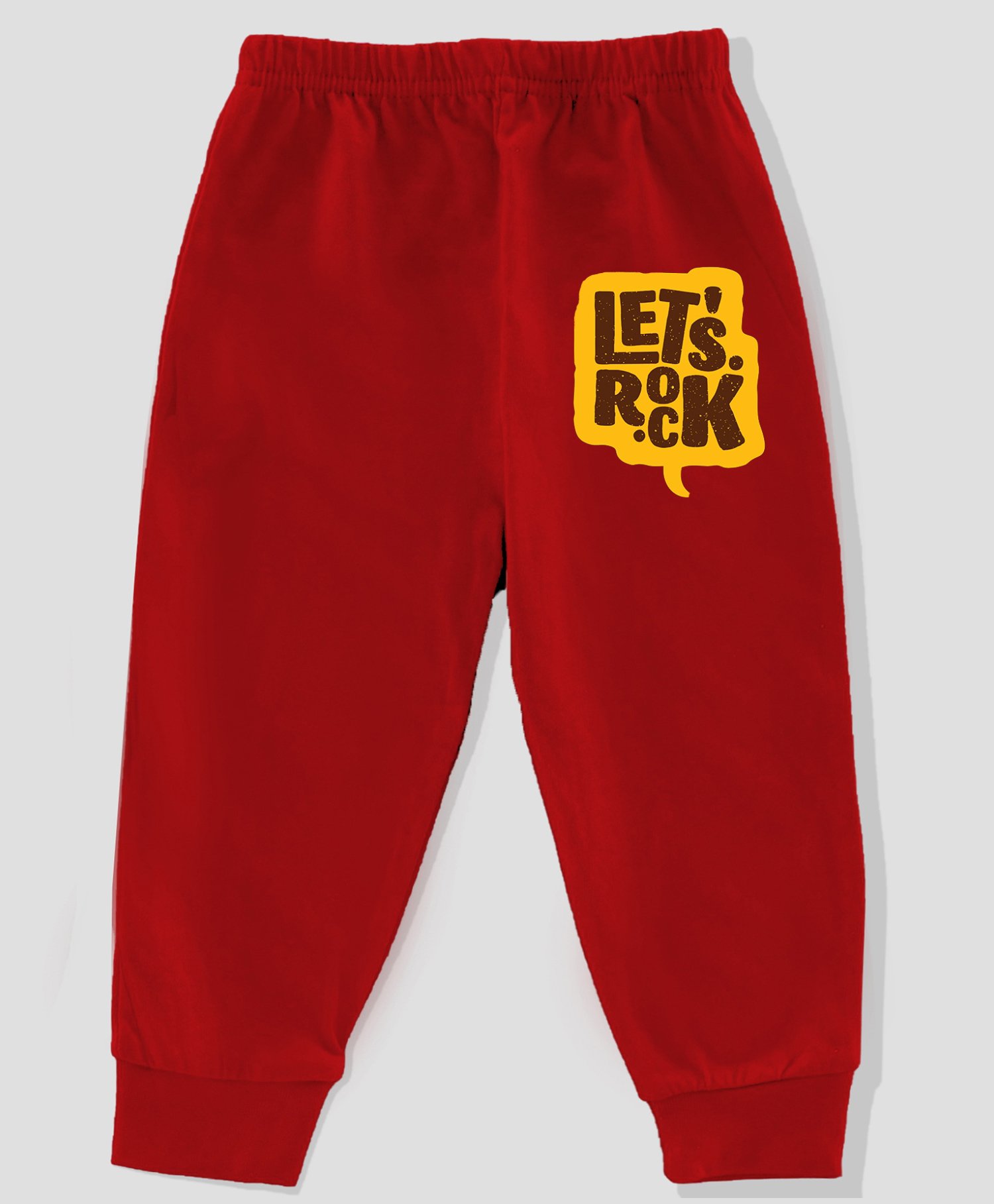KAVEE 100% Cotton Biowashed Full Length Lounge Pant Lets Rock Print - Red-picture-27