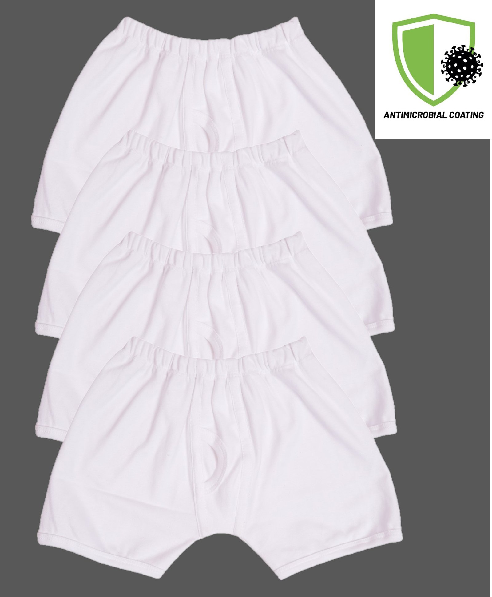 COCOON ORGANICS Anti Microbial Solid Pack Of 4 Shorts - White-picture-12