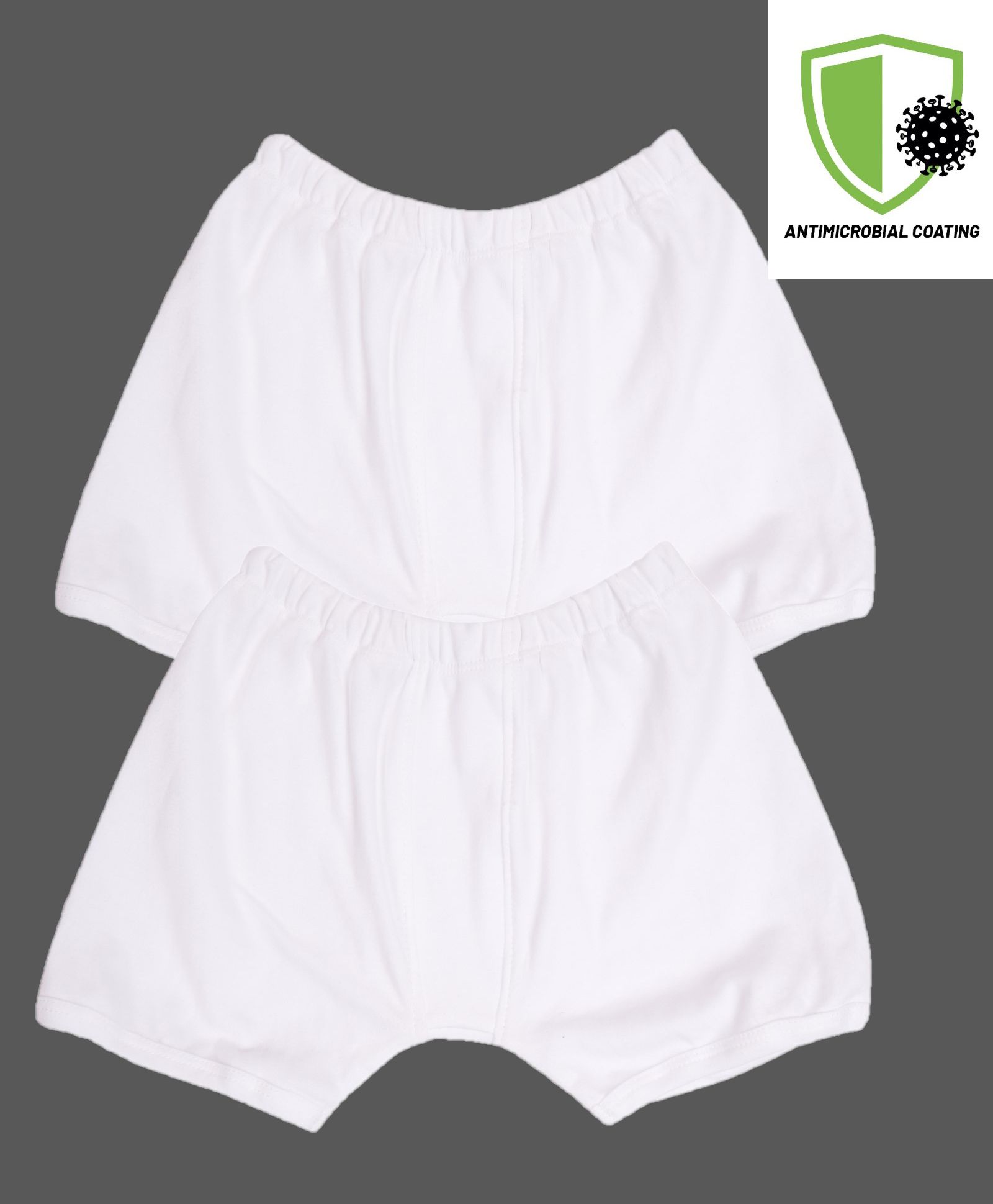 COCOON ORGANICS Anti Microbial Solid Pack Of 2 Shorts - White-image-3