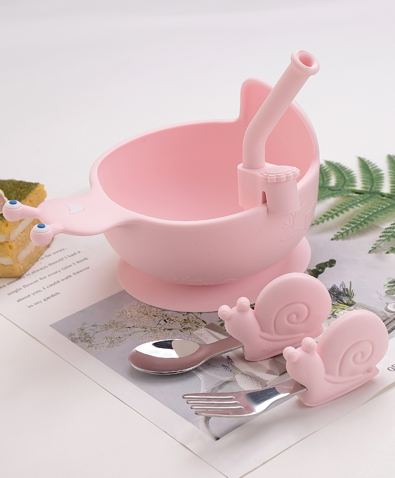 Snail Shaped Feeding Set of 3- Pink-image-29