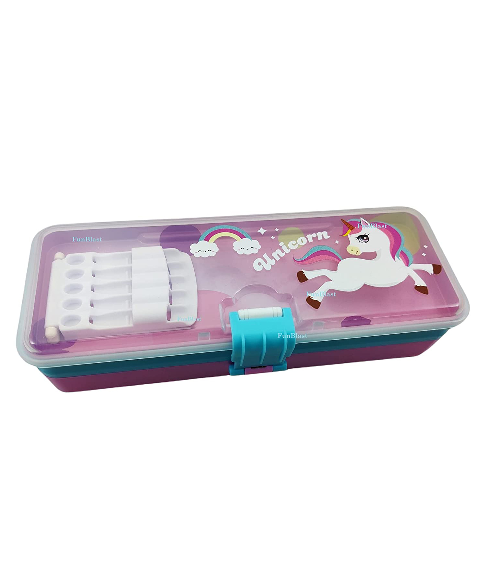 FunBlast Double Layer Pencil Box with Auto Lock Unicorn Theme - Pink-picture-25