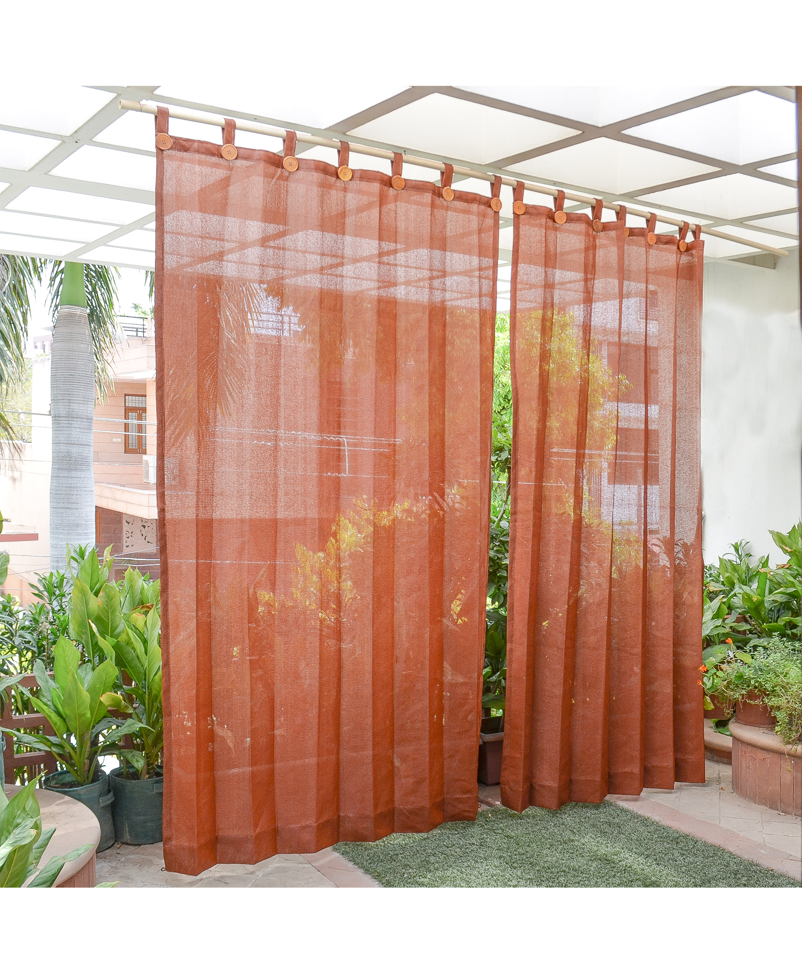 Hippo Loop Curtains with Sun Protection Pack of 2 Brown - 4.5FTX4.5FT-image-34