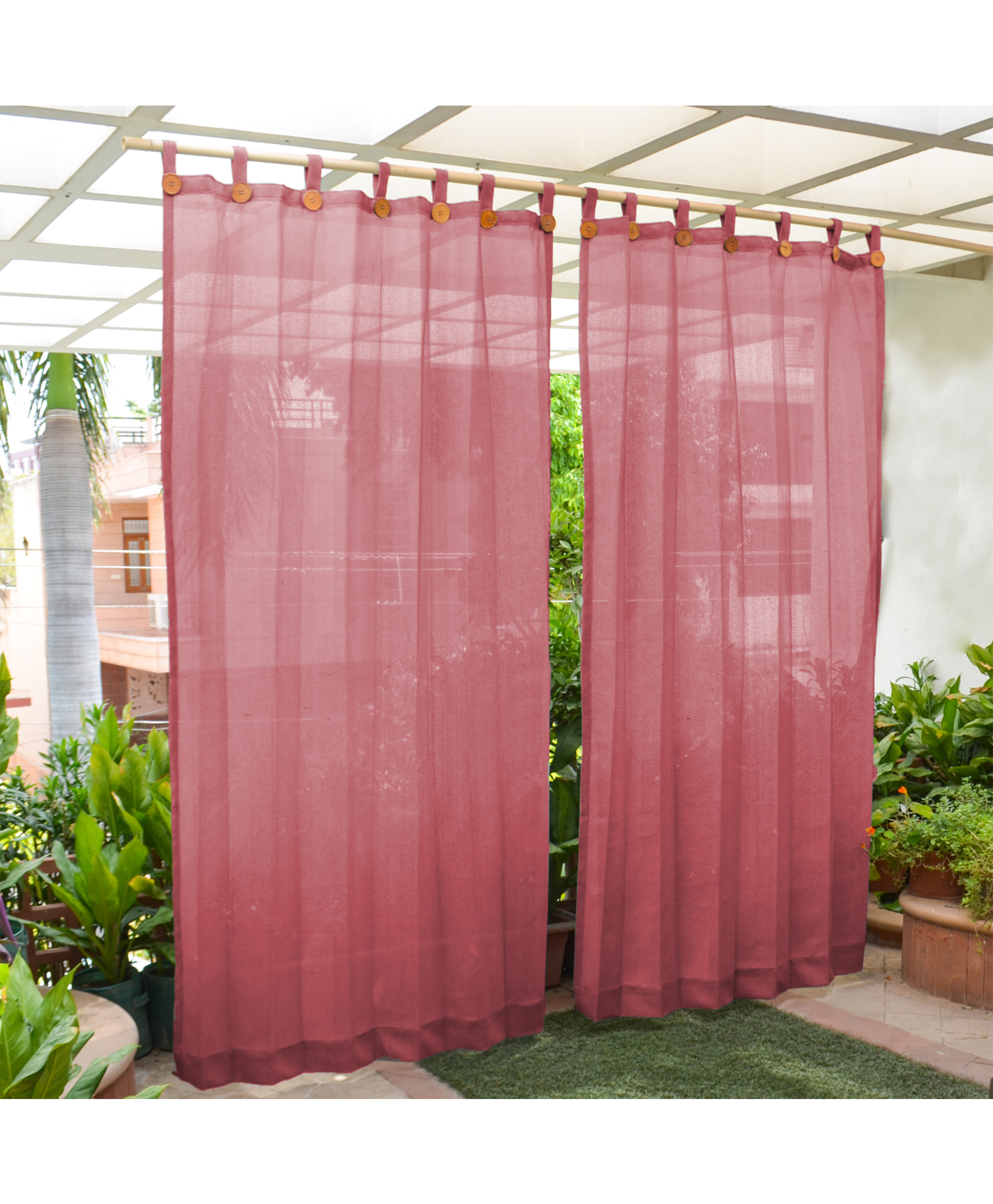 Hippo Loop Curtains with Sun Protection Pack of 2 Burgundy - 4.5FTX4.5FT-picture-15