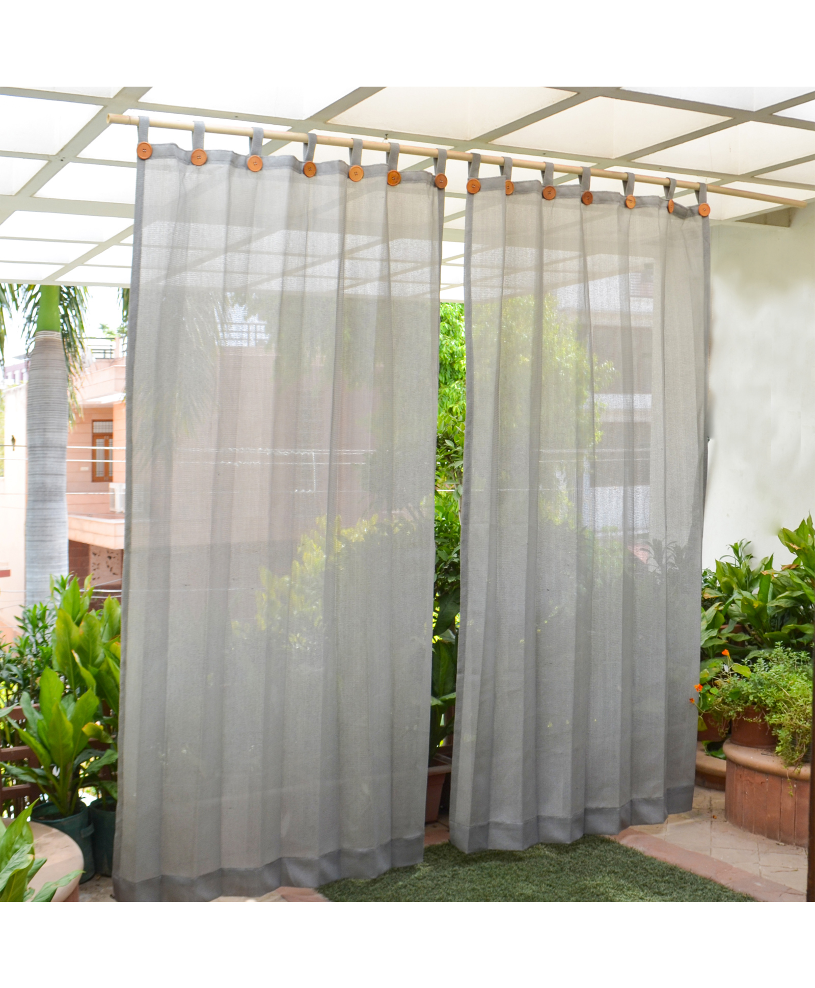 Hippo Loop Curtains with Sun Protection Pack of 2-Grey - 4.5FTX7.5FT-image-35