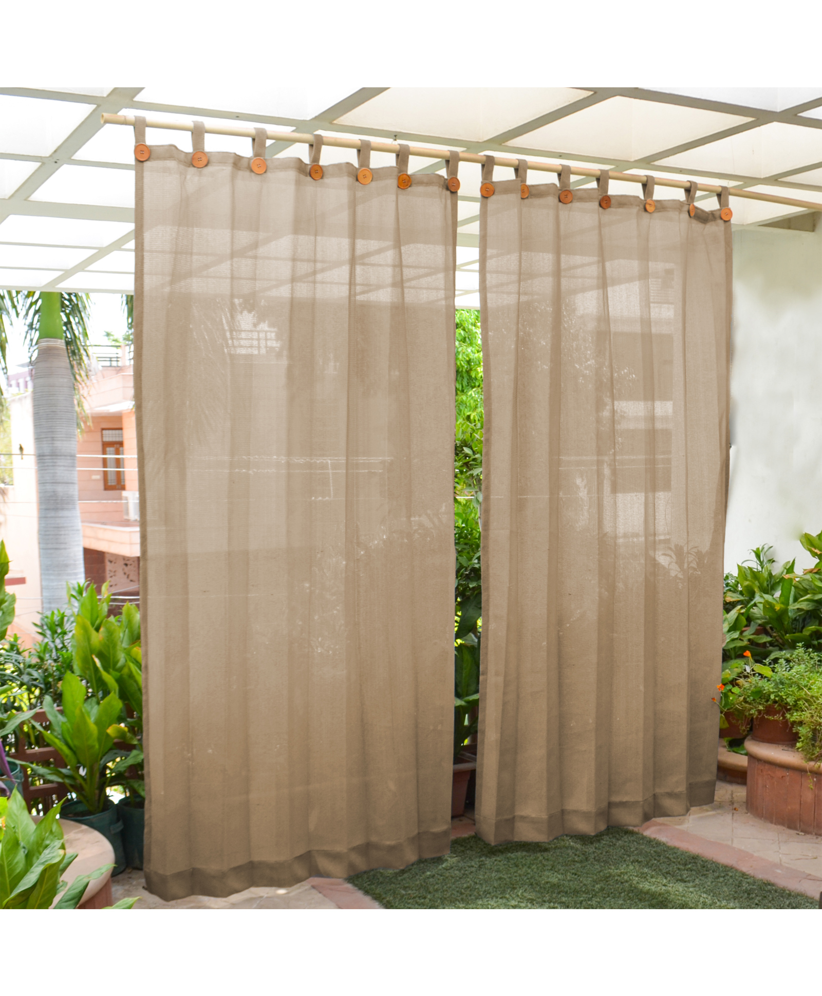 Hippo Loop Curtains with Sun Protection Pack of 2-Sand - 4.5FTX4.5FT-image-40