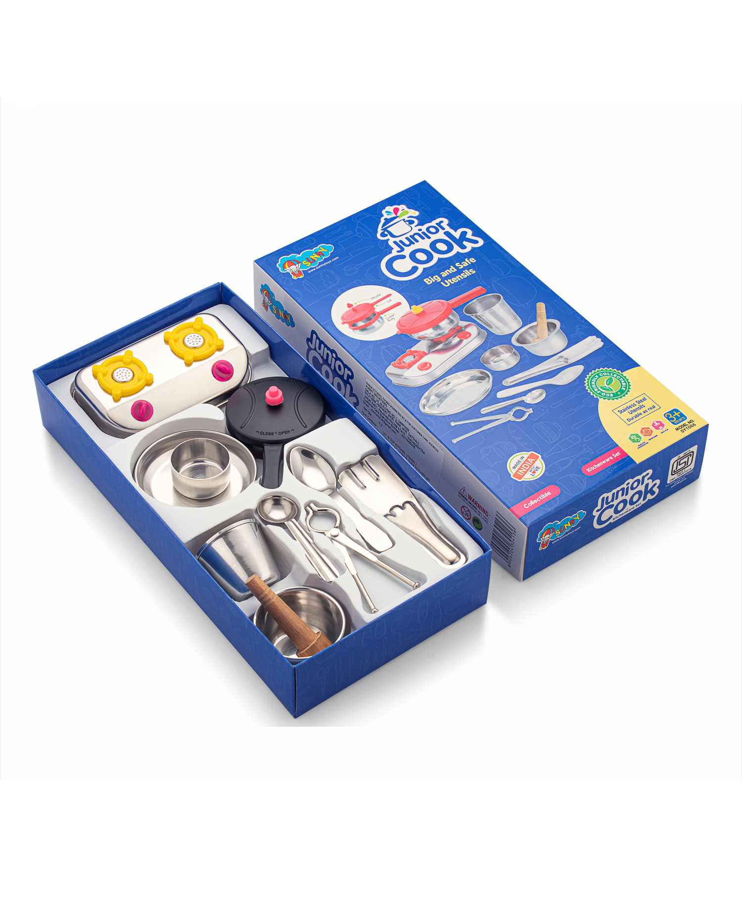 Sunny Junior Cook Kitchen wear Set of 11 Pieces - Silver (Color May Vary)-image-8