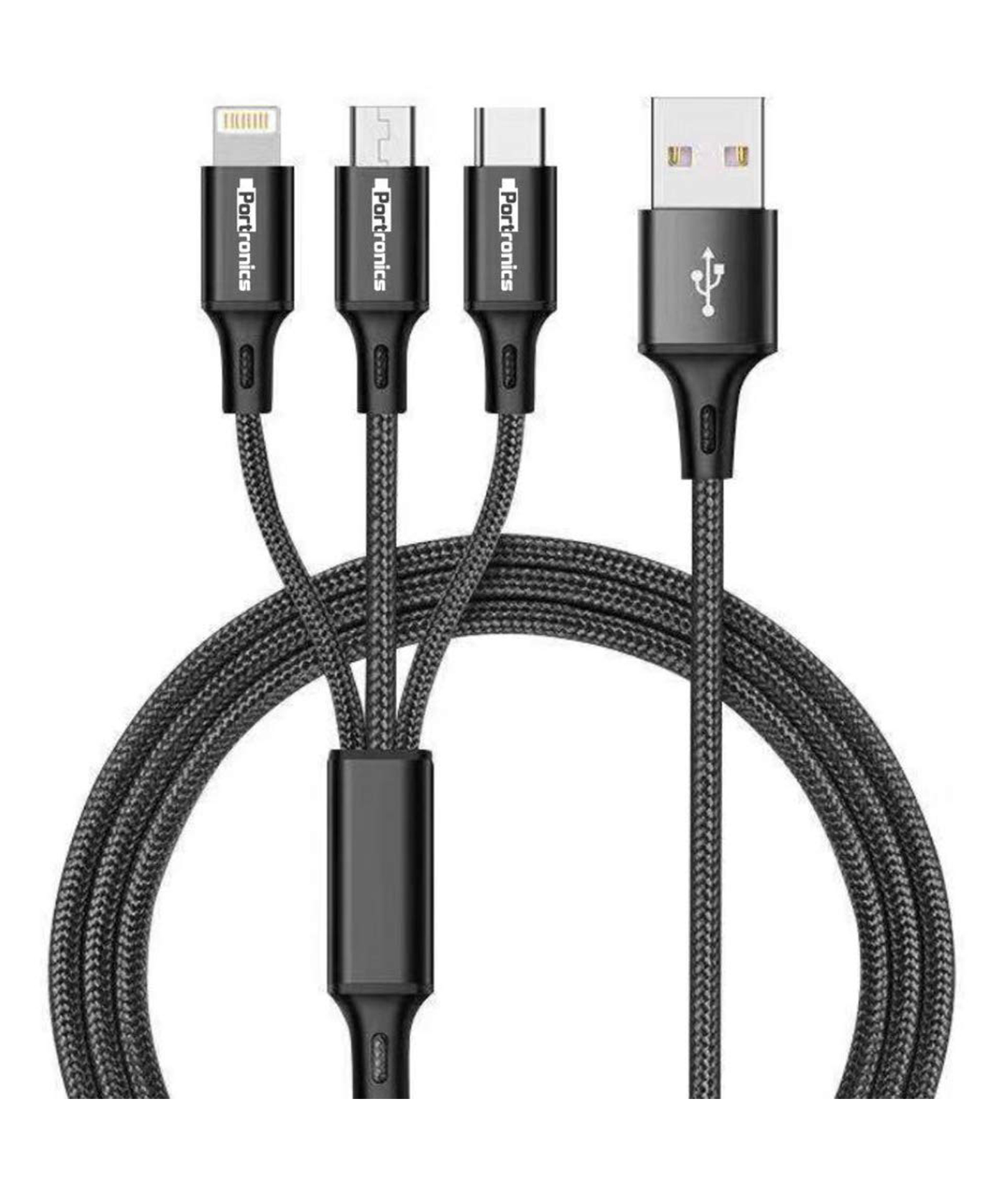 Portronics Konnect 3 in 1 Multifunctional Fast Charging Cable - Black-image-28