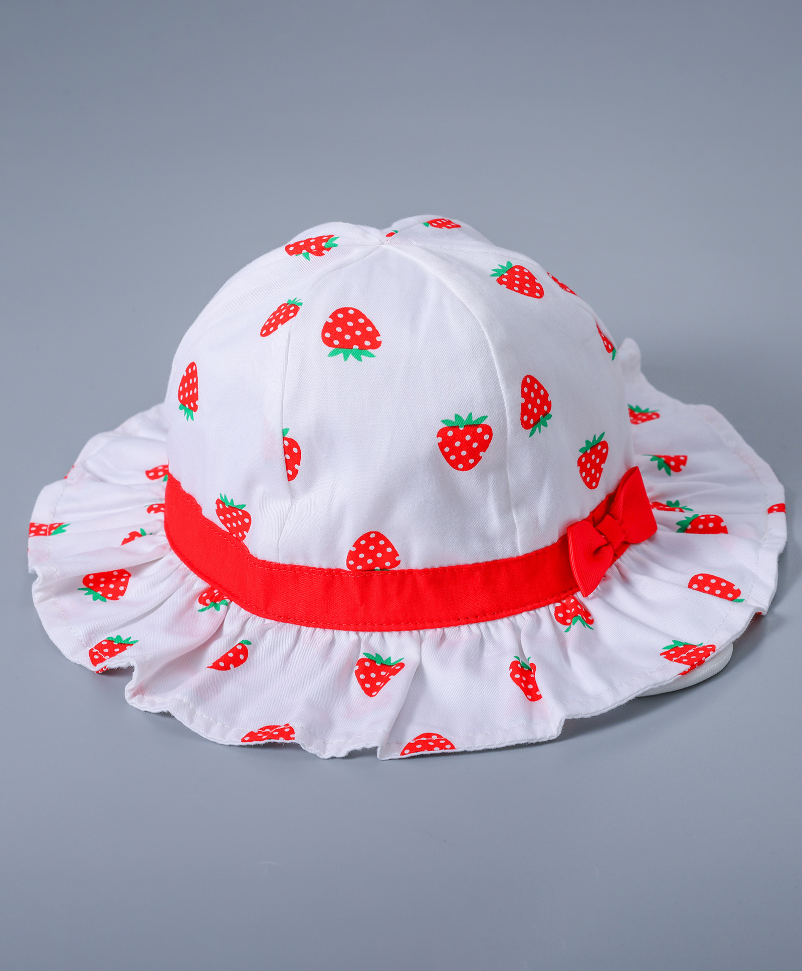Babyhug Strawberry Printed Bucket Hat - White Red