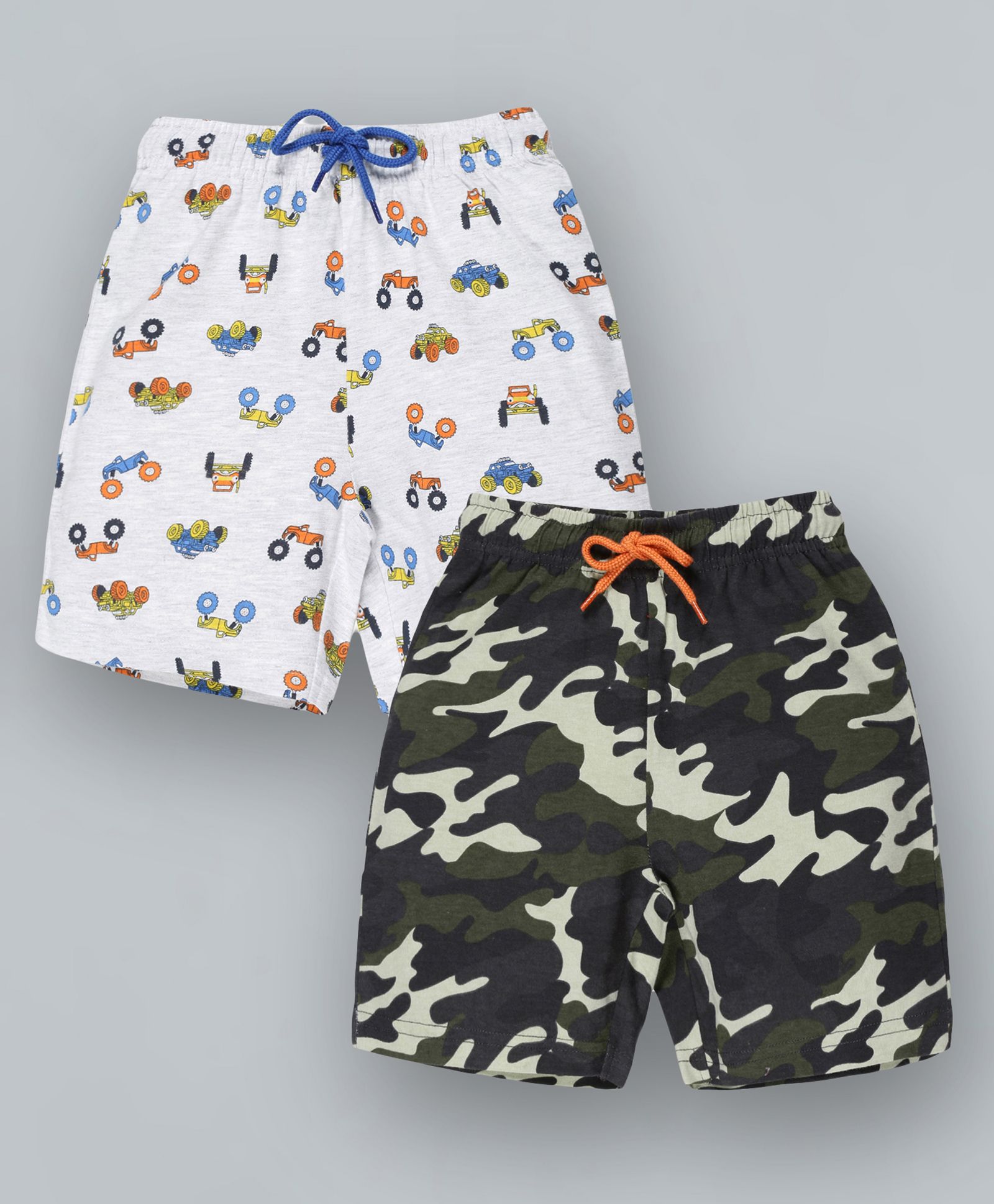Plum Tree Pack Of 2 Car & Camouflage Print Shorts - White Green-picture-12