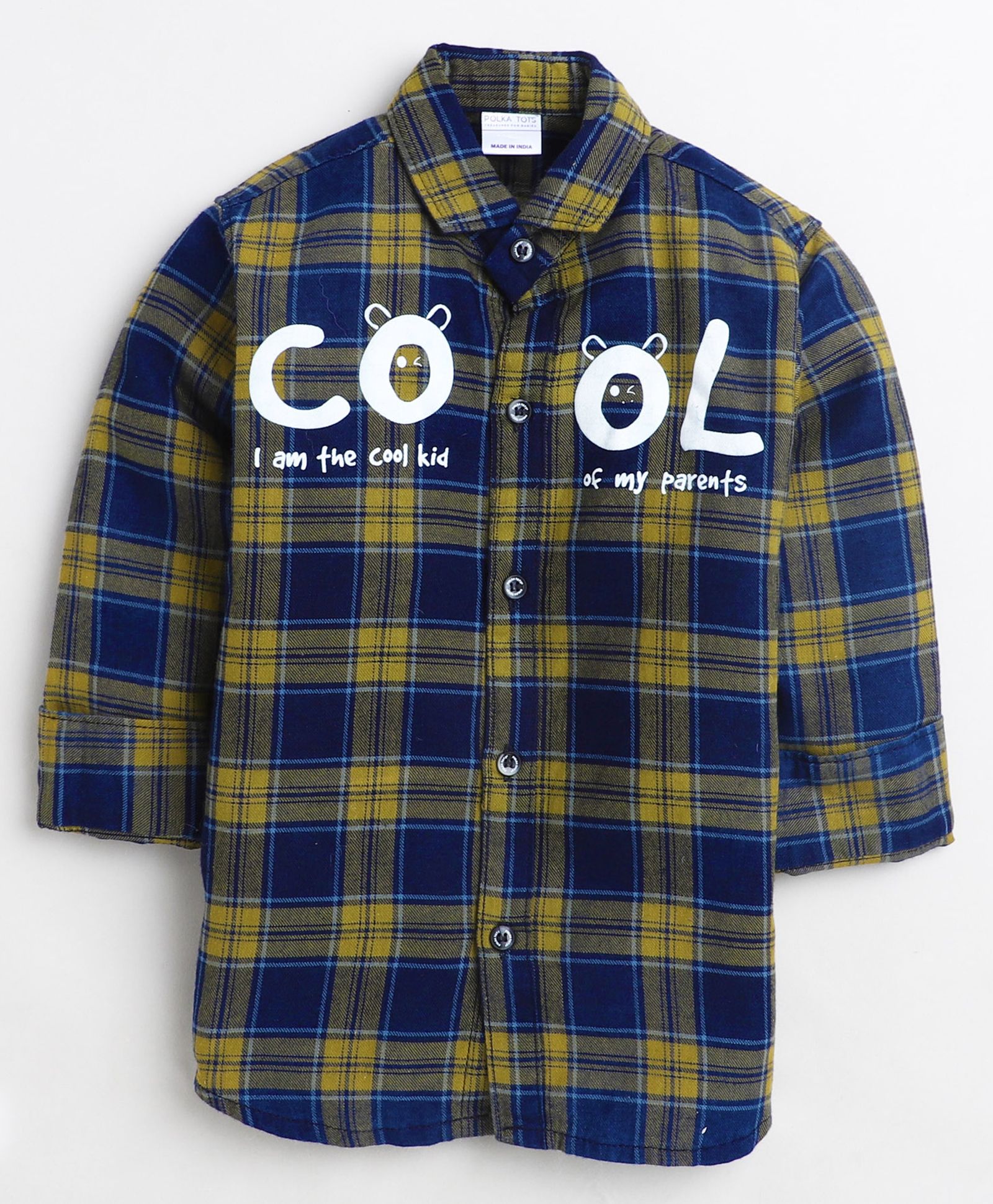 Polka Tots Full Sleeves Checked Shirt - Blue-image-14