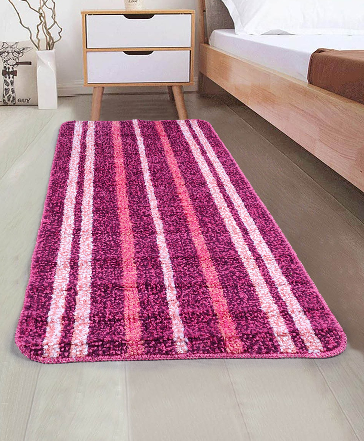 Saral Home Soft Microfiber Anti Slip Bedside Runner - Pink-image-35