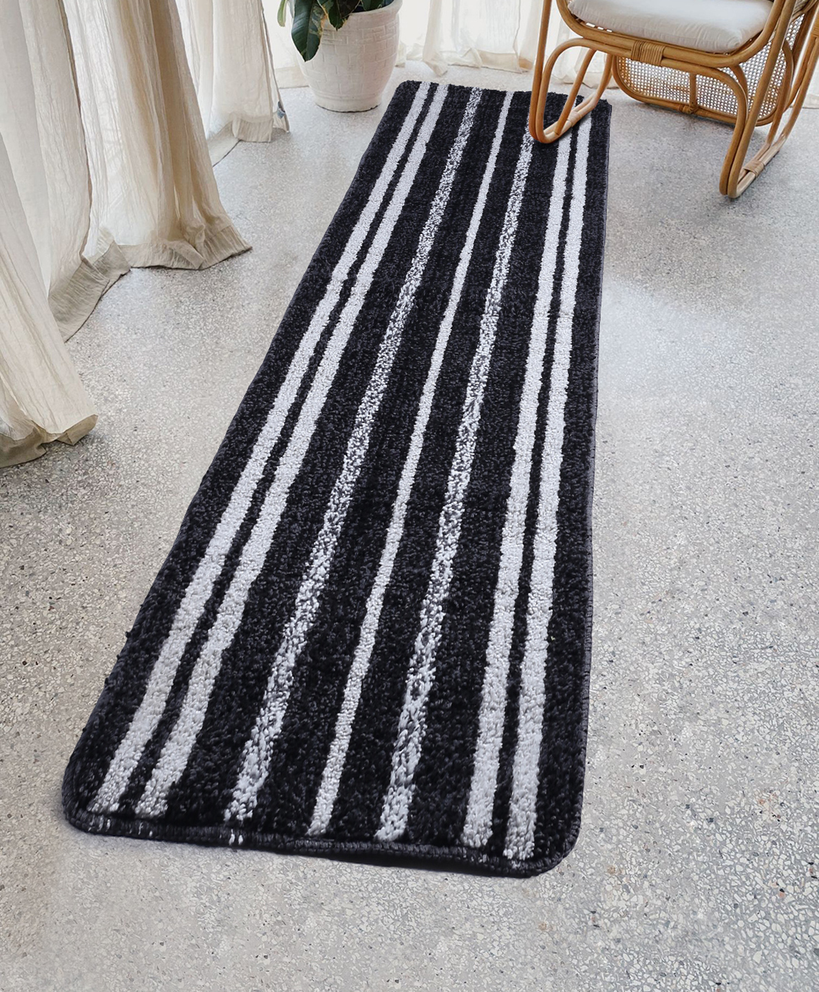 Saral Home Black Soft Microfiber Anti Slip Bedside Runner - Black-image-25