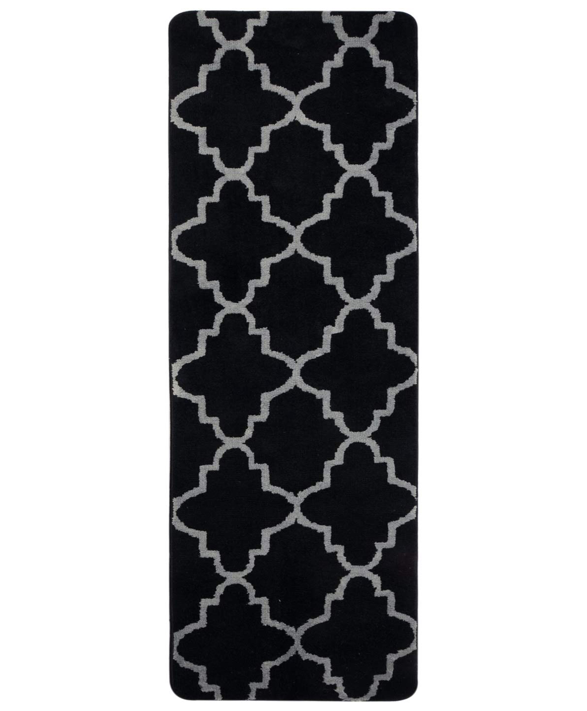 Saral Home Grey Modern Ogee Designer Bedside Runner - Black-picture-14