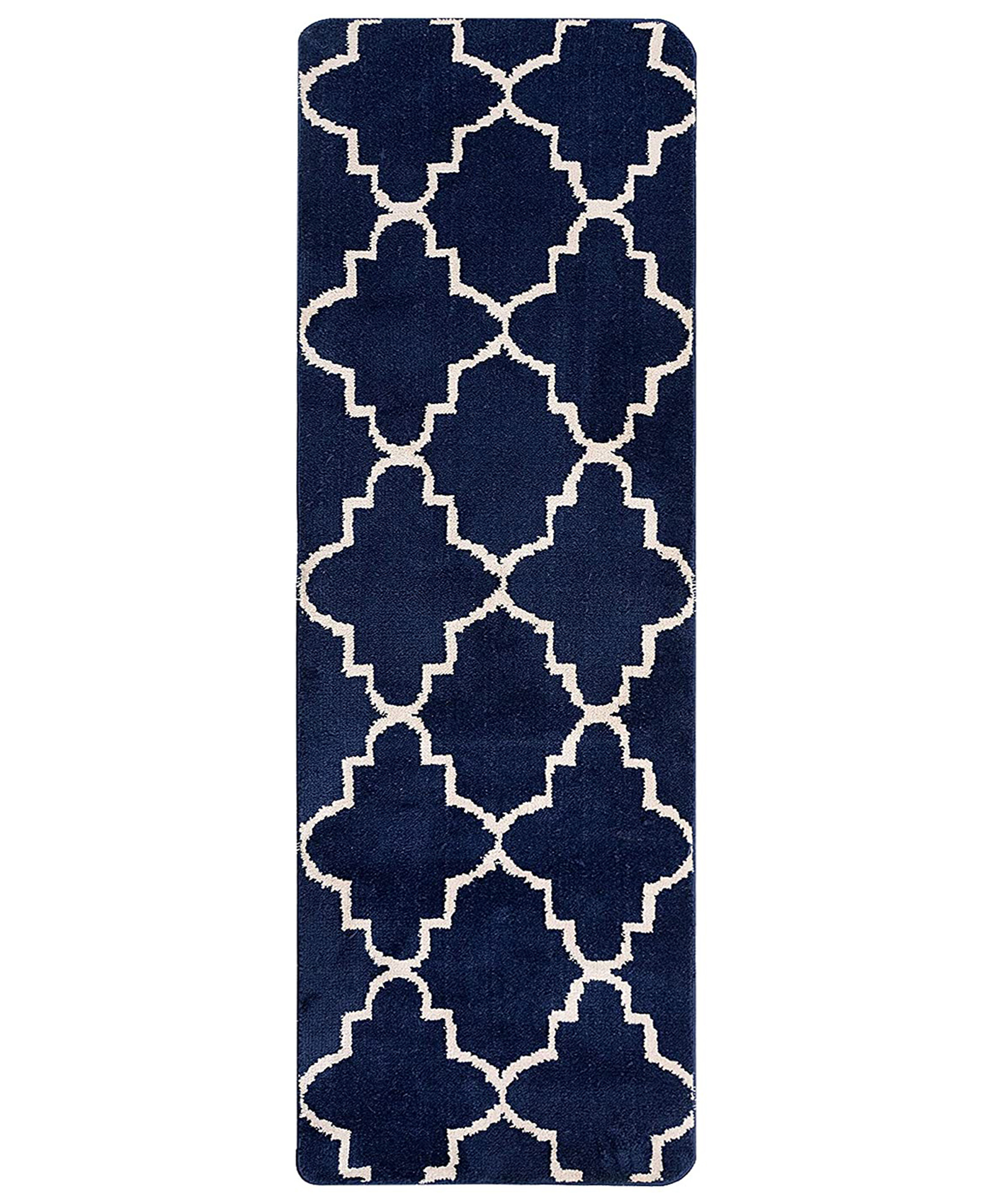 Saral Home Grey Modern Ogee Designer Bedside Runner - Blue-image-41