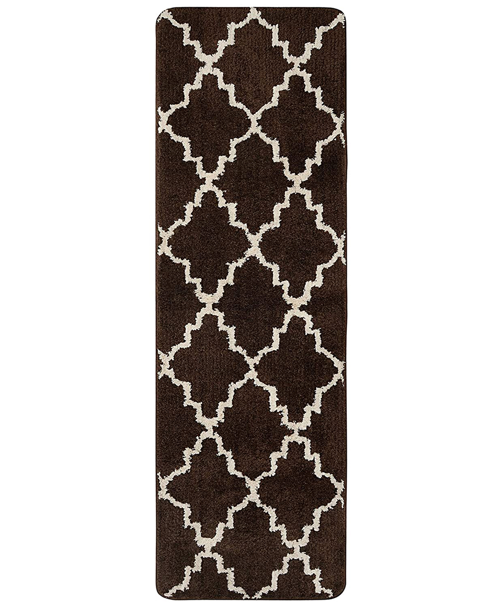 Saral Home Grey Modern Ogee Designer Bedside Runner - Brown-image-44