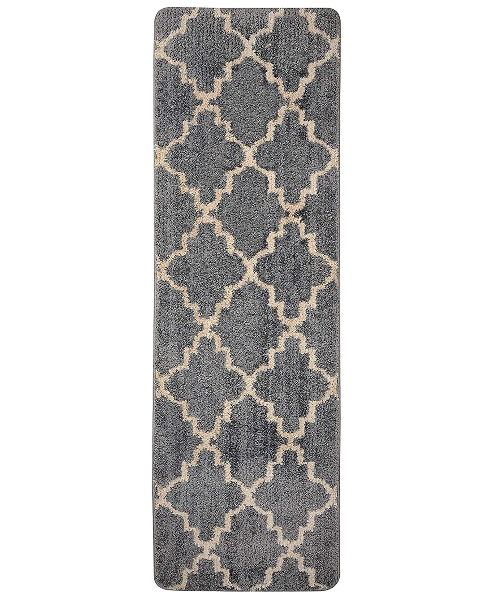 Saral Home Grey Modern Ogee Designer Bedside Runner - Grey-image-43