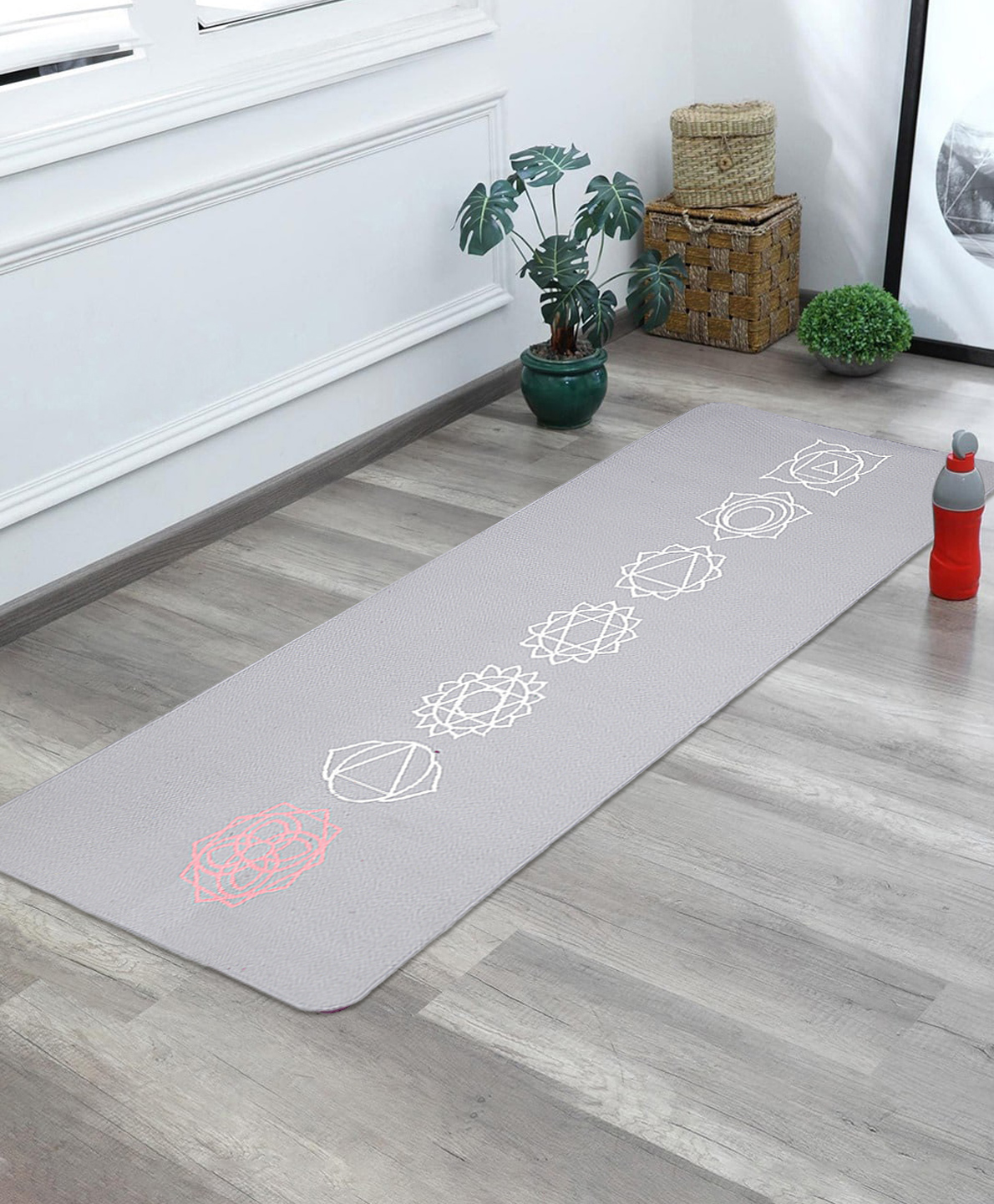 Saral Home Anti Skid Cotton Yoga Exercise Rugs - Grey-picture-14